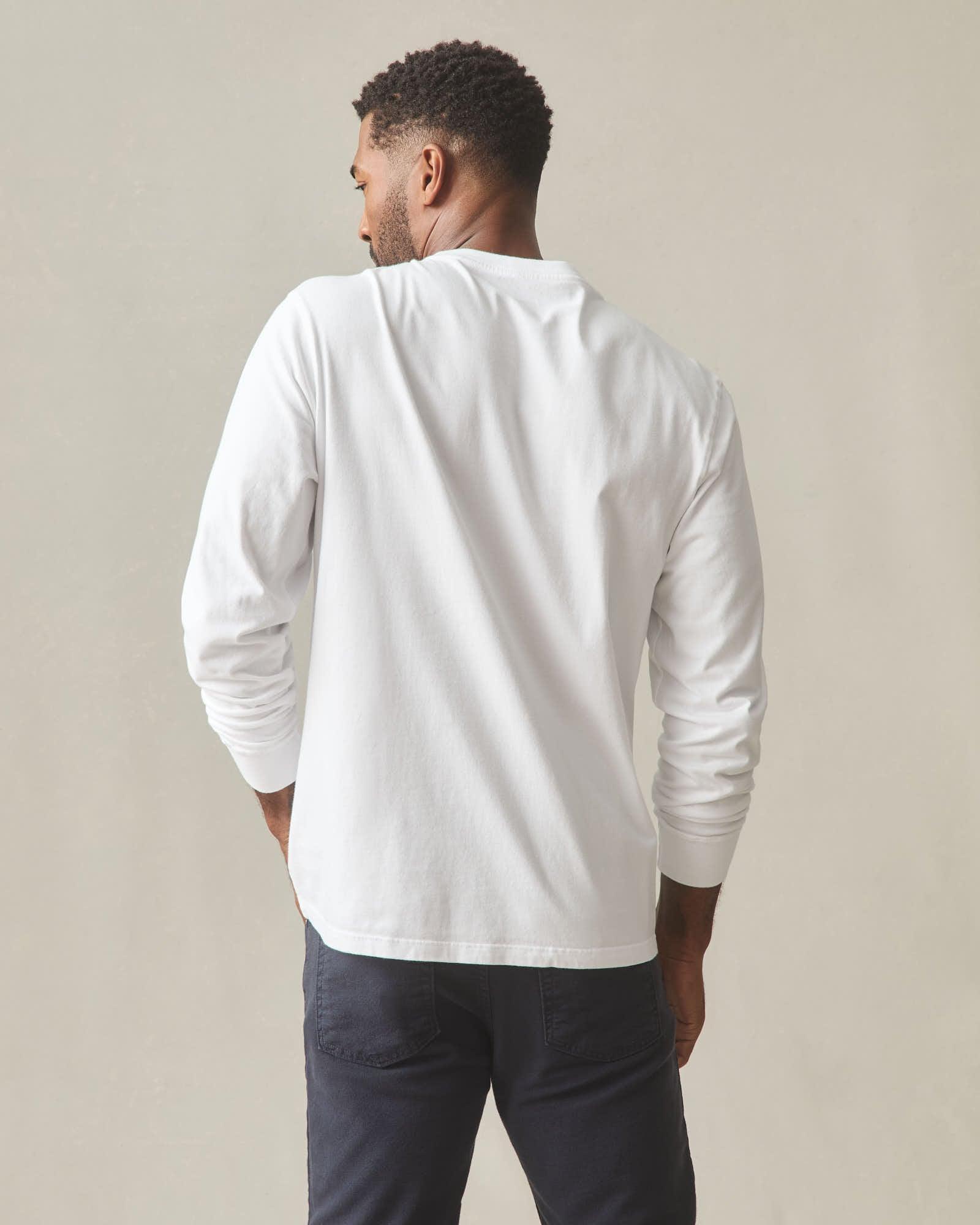 Men's Long Sleeve Pocket Tee   - White Product Image