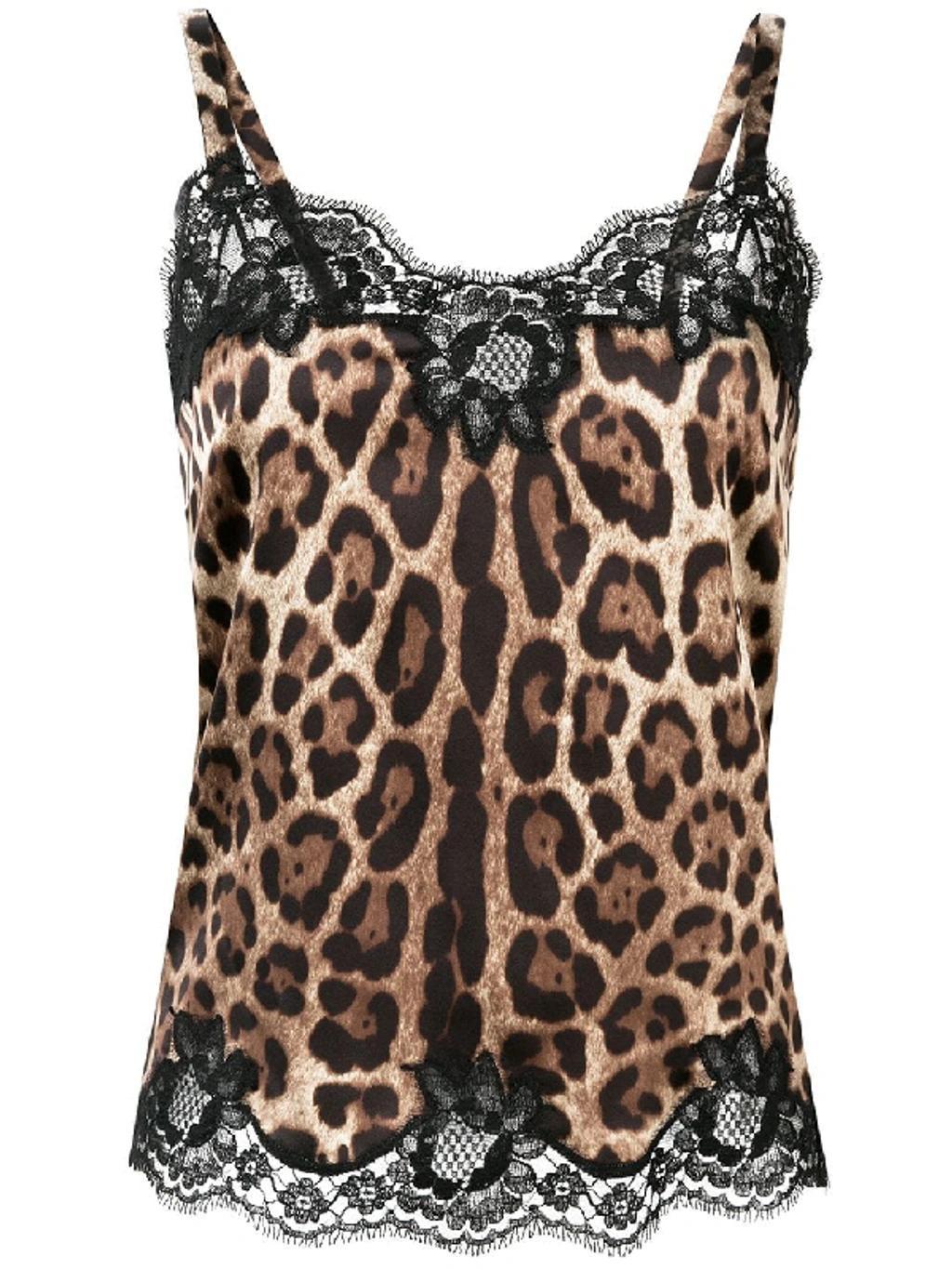 DOLCE & GABBANA Lace-trimmed Leopard-print Silk-blend Satin Pajama Shorts In Leo,black Product Image