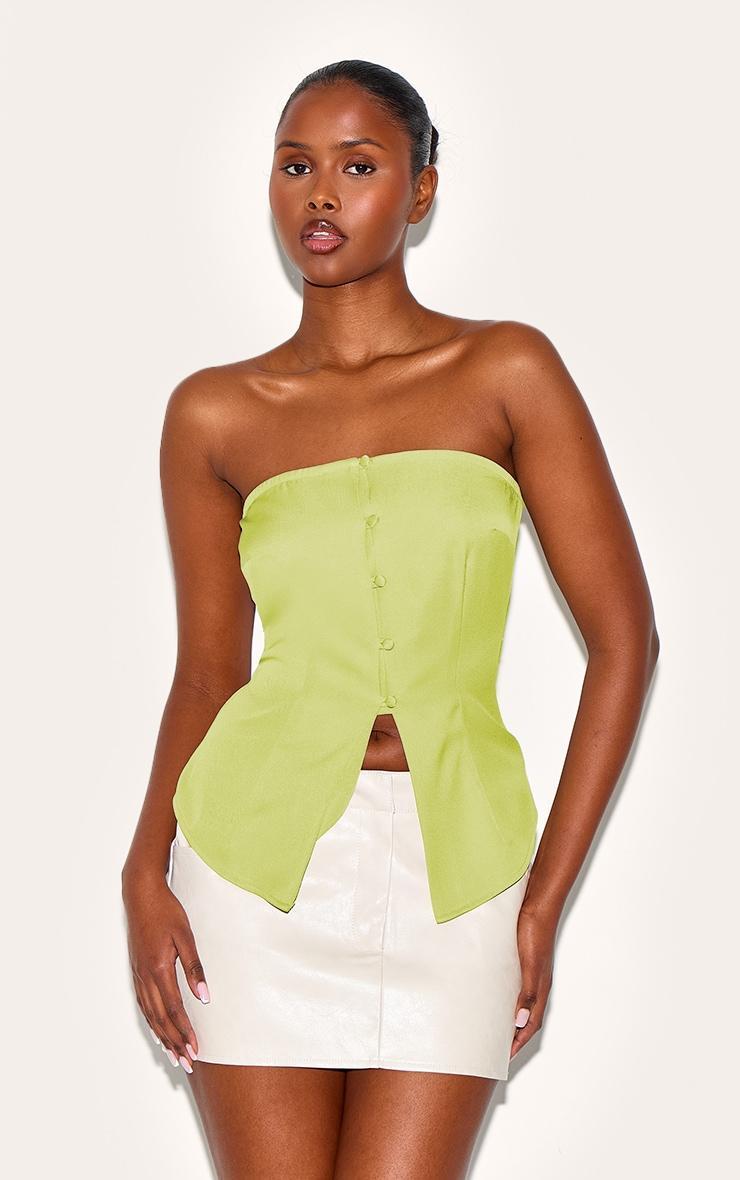 Green Fitted Bandeau Button Vest Product Image
