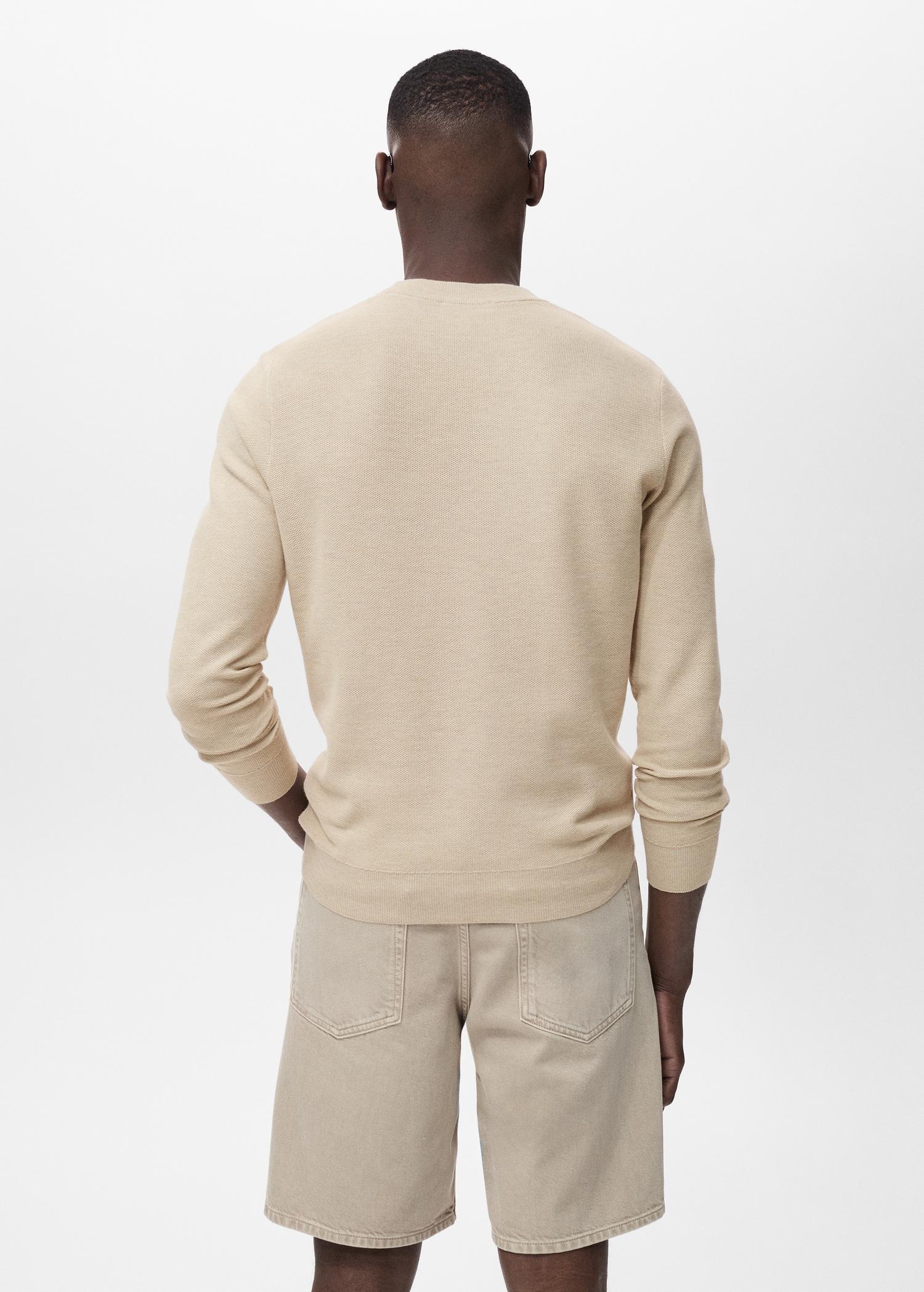Microstructured cotton knitted sweater - Men | MANGO USA Product Image