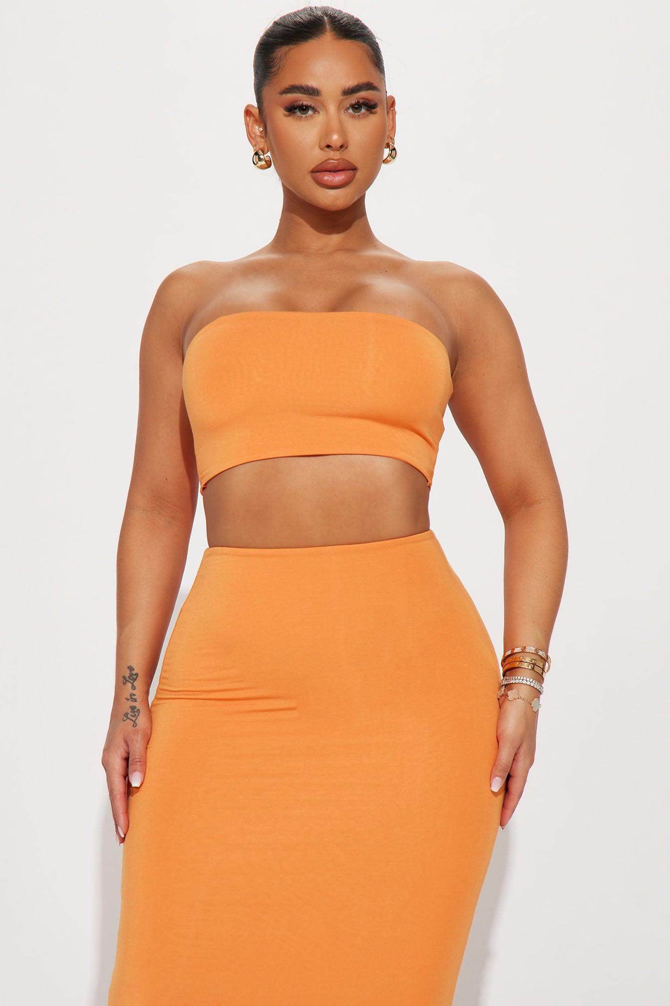 Another Time Double Lined Skirt Set - Orange Product Image