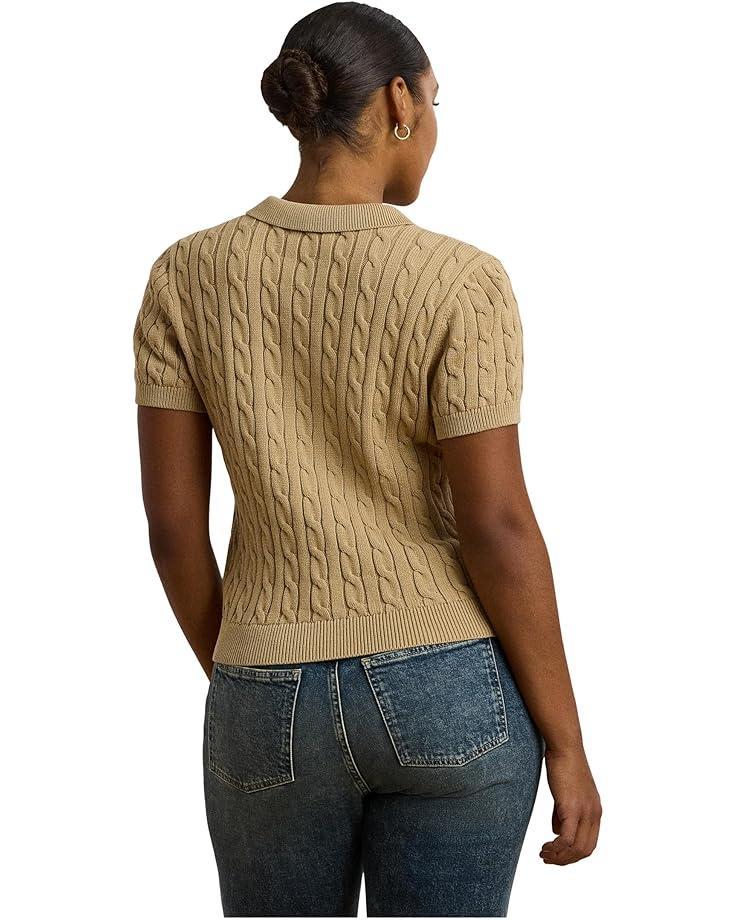 Cable-Knit Cotton Polo Sweater Product Image