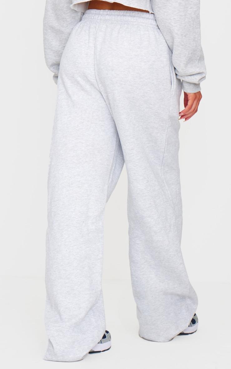 PRETTYLITTLETHING Ash Grey Badge Detail Mid Rise Wide Leg Sweatpants Product Image