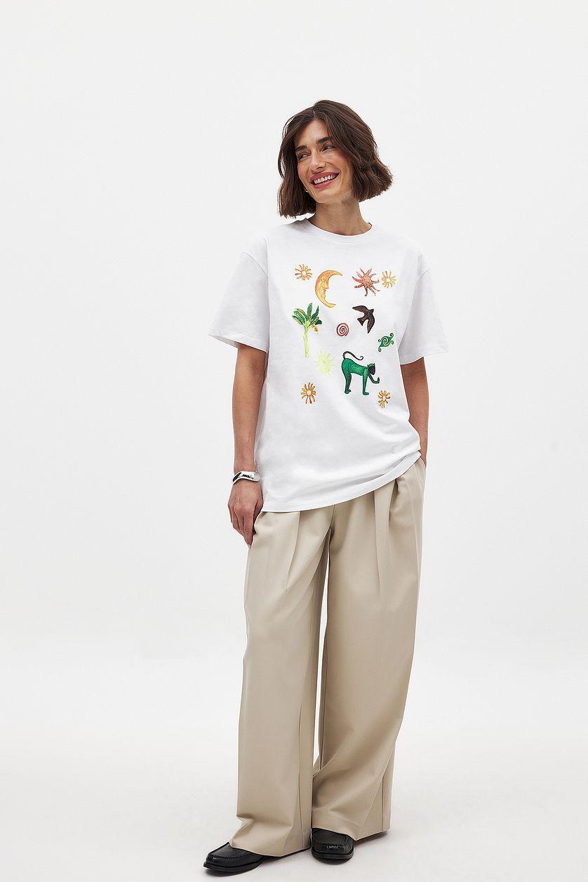 Printed Round Neck Oversized Tee Product Image
