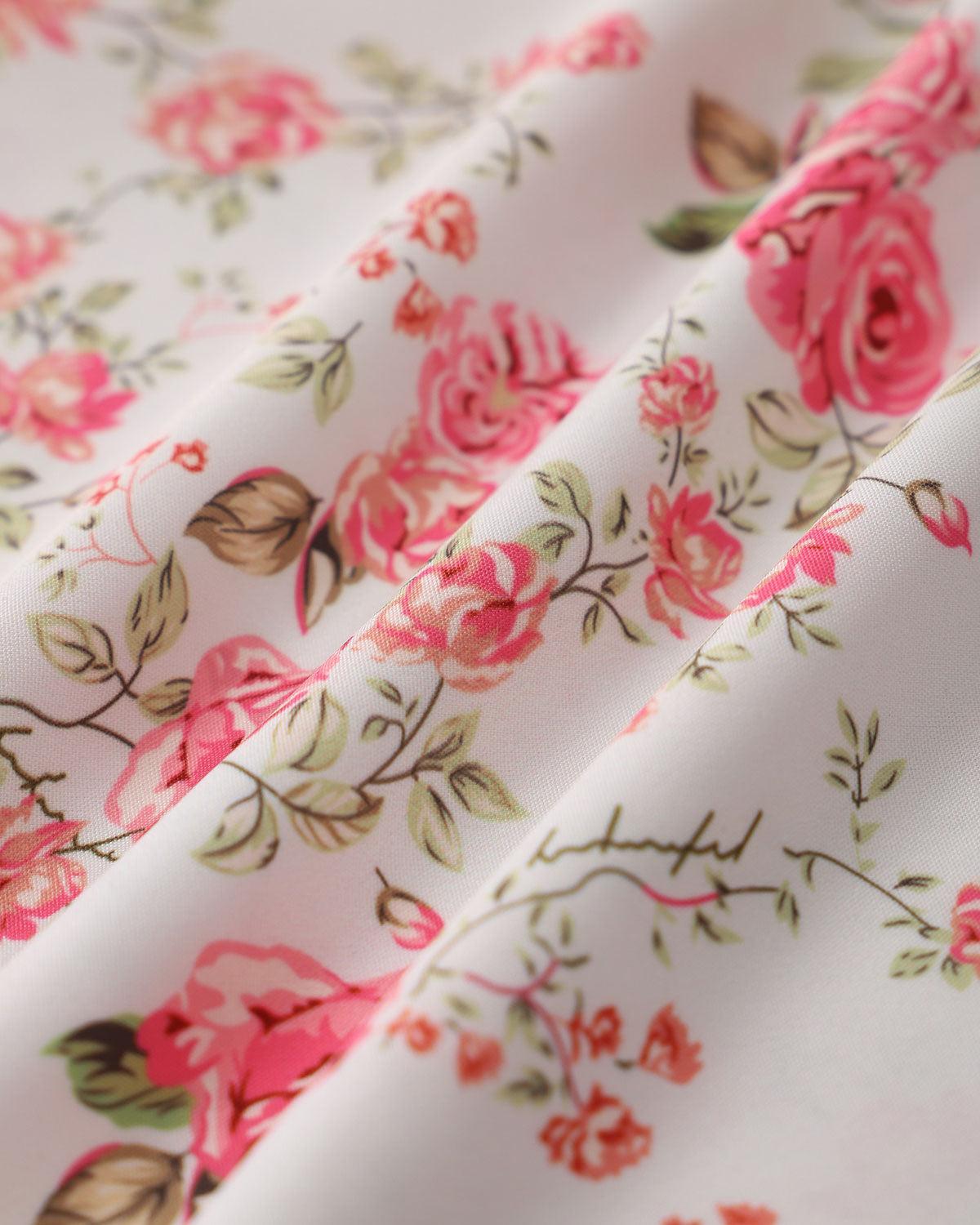 Pink Floral Sweetheart Neck Shirred Slip Midi Dress Product Image