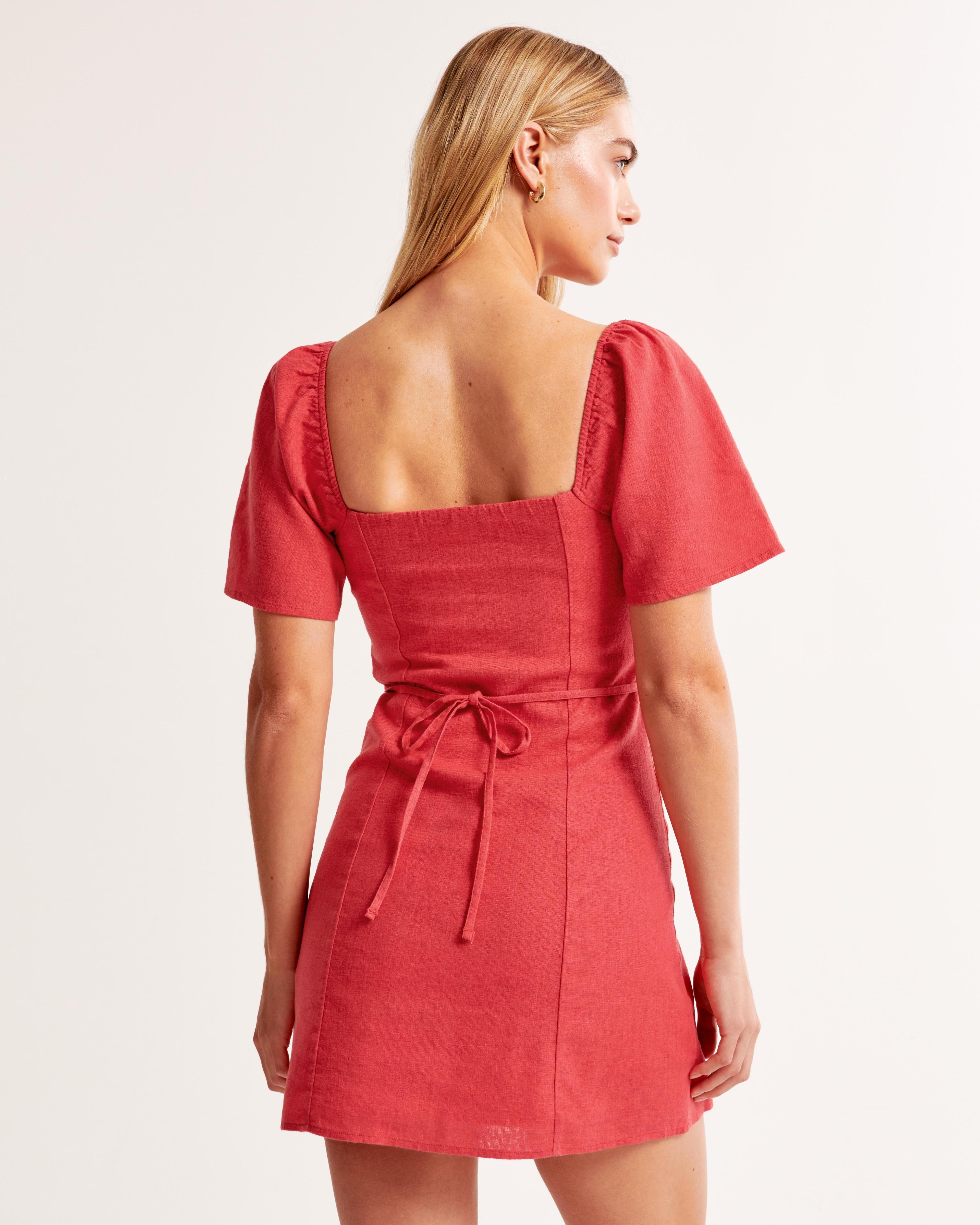 Linen-Blend Button-Through Mini Dress Product Image