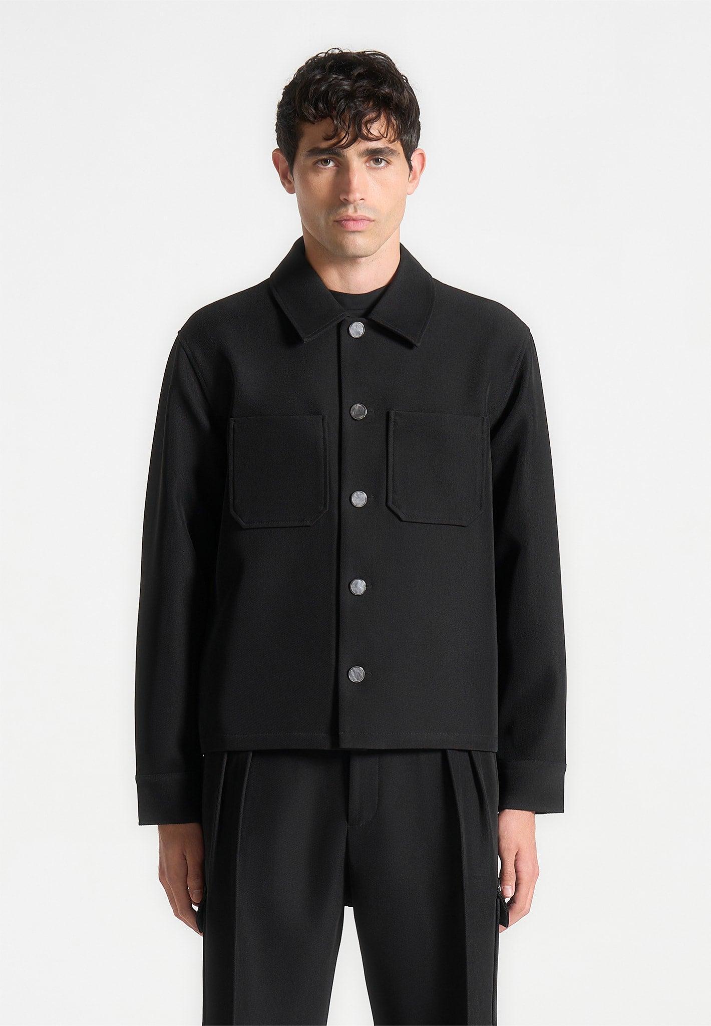 Benoit - Twill Pocket Cropped Shirt - Black Male Product Image