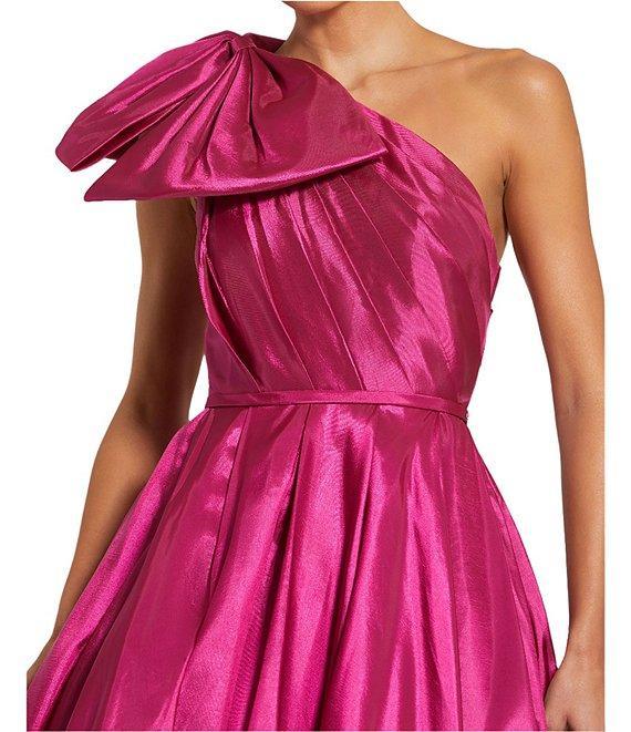 Mac Duggal Taffeta Faille One-Shoulder Neck Sleeveless Bow Detail Gown Product Image