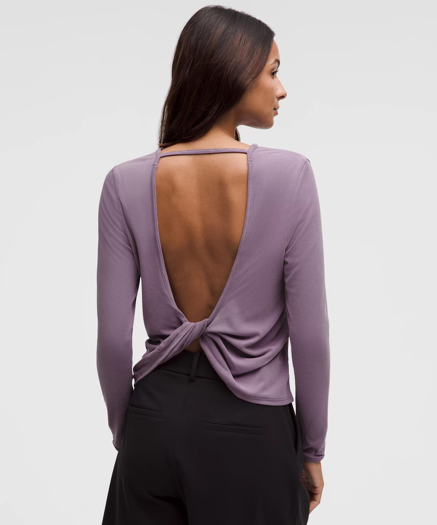 Twist-Back Soft Ribbed Long-Sleeve Top Product Image