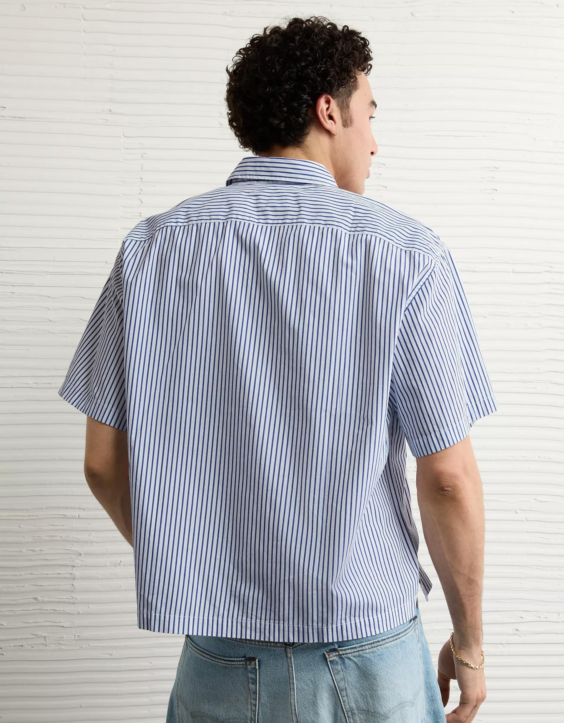AE Poolside Poplin Striped Button-Up Shirt Product Image