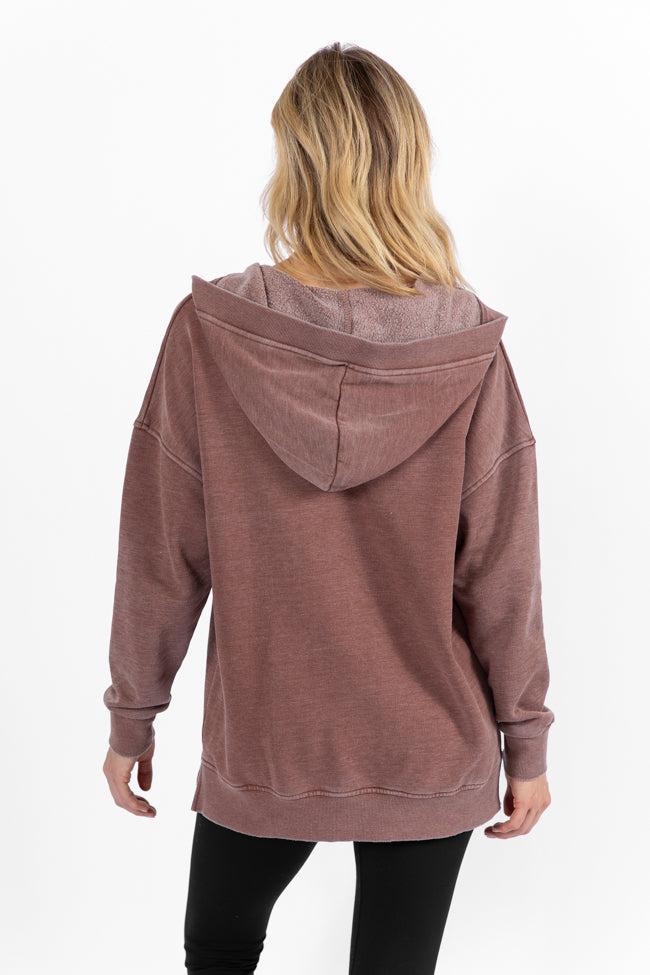 Ways To Go Brown Acid Wash Oversized Hoodie SALE Product Image