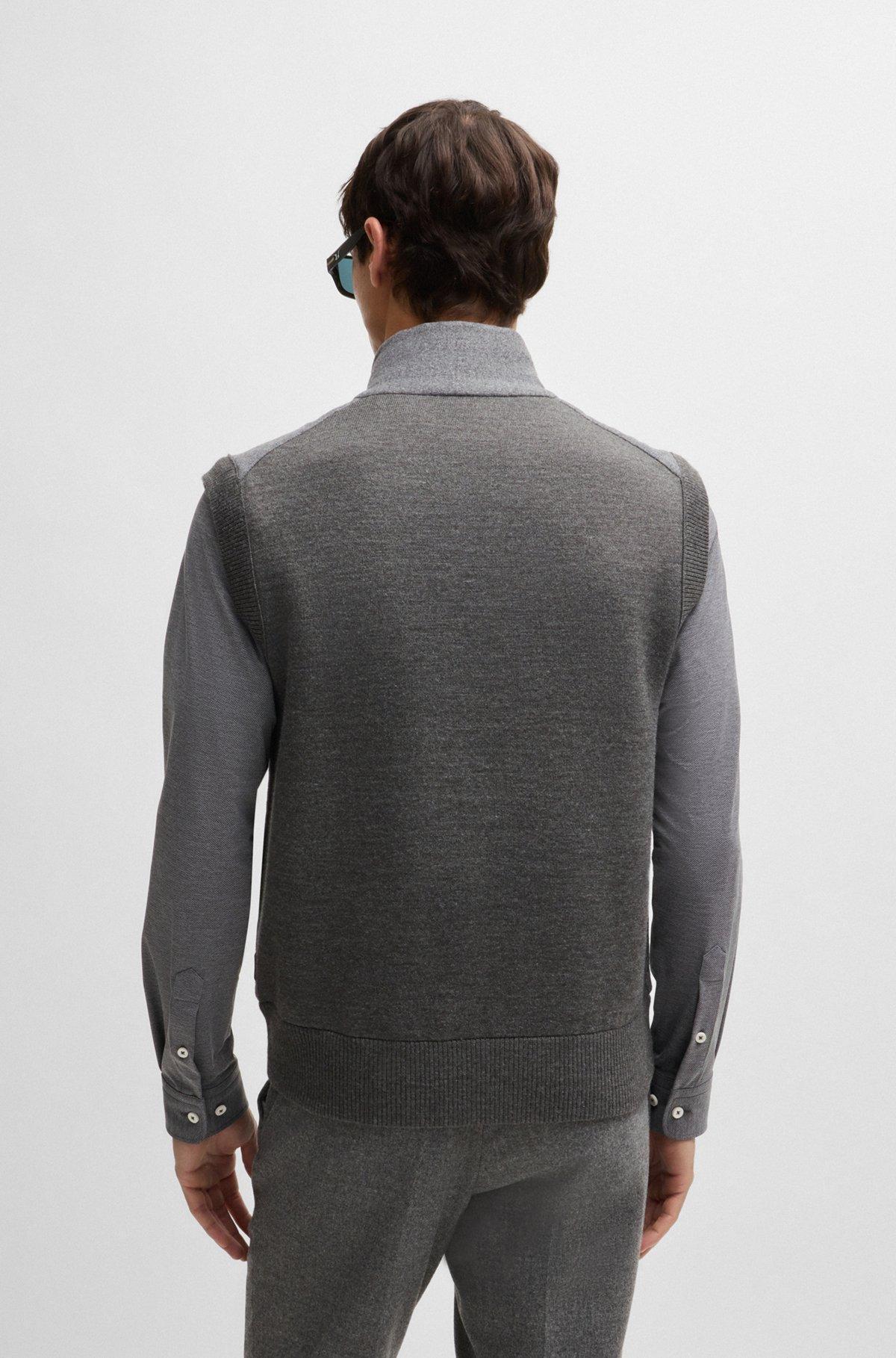 Regular-fit gilet with brushed-flannel front Product Image