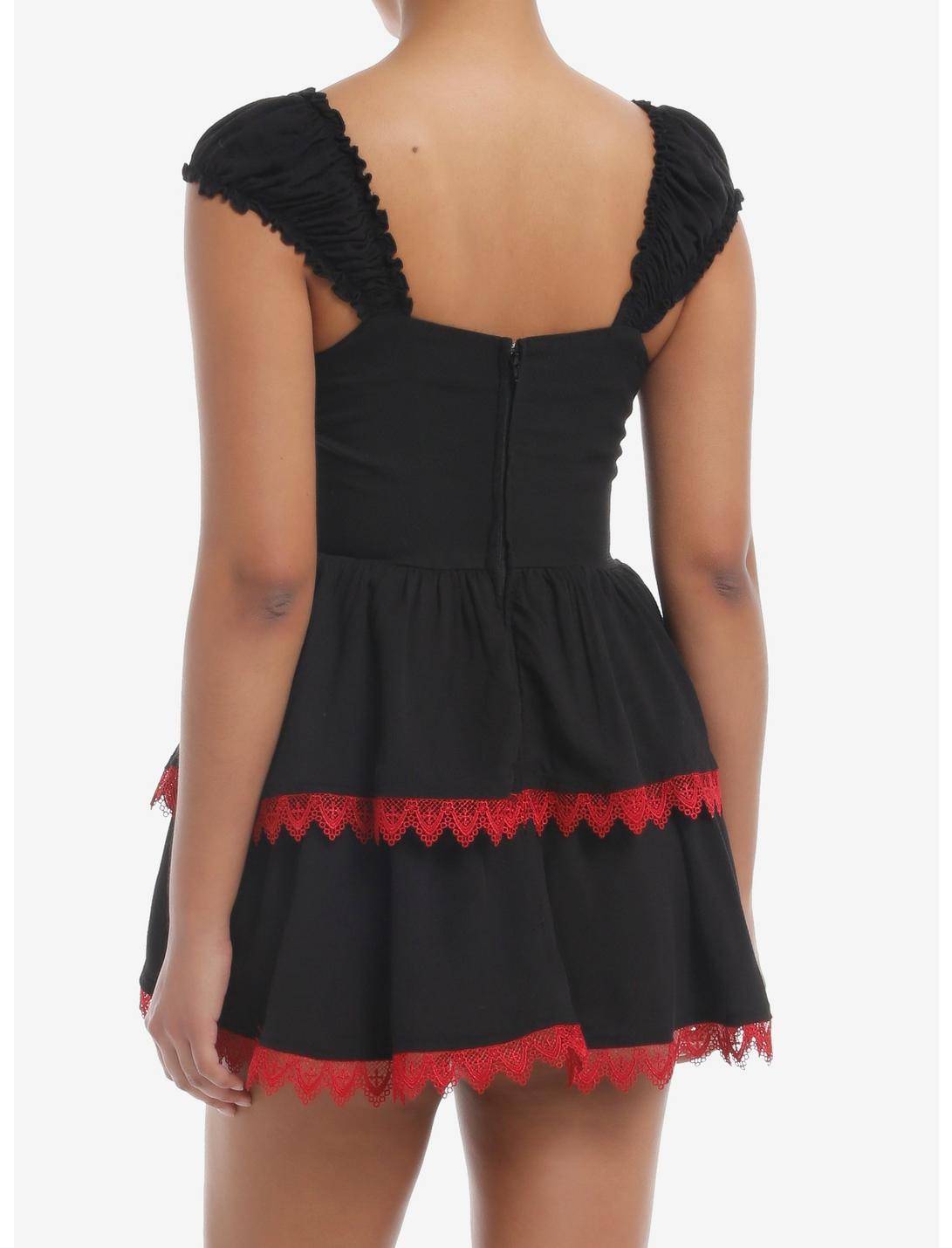 Social Collision Black & Red Bow Lace-Up Dress Product Image