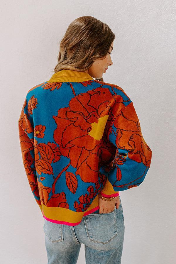 Cider And Sunsets Floral Sweater in Blue Product Image
