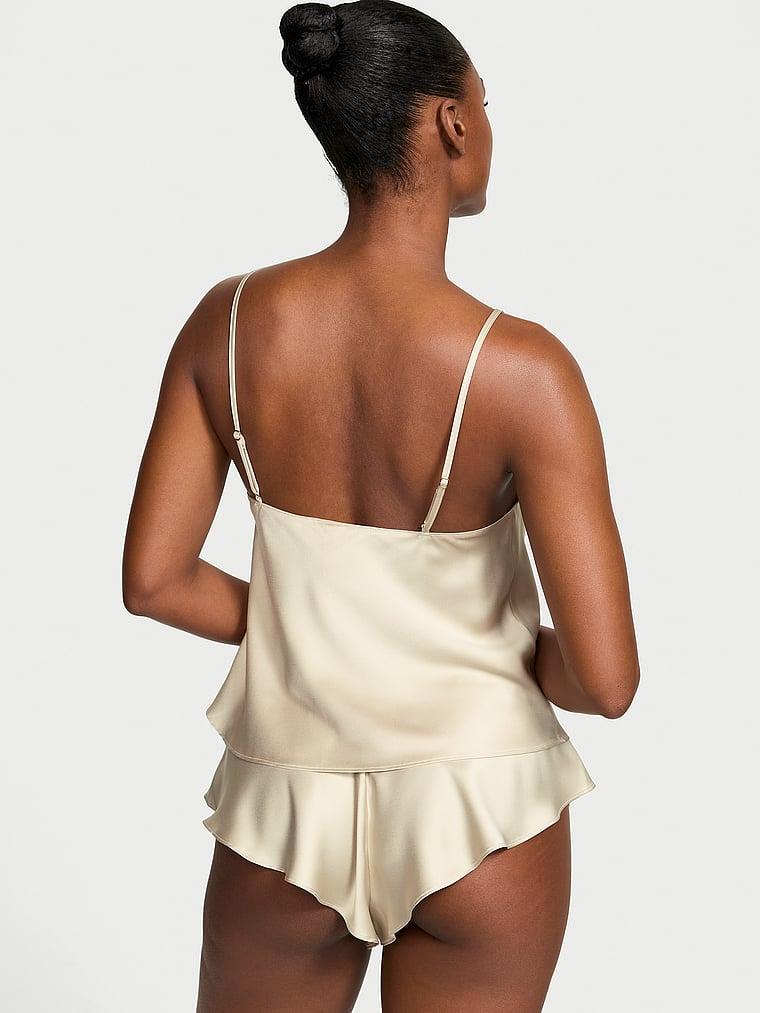 Satin Rose Lace-Trim Cami & Flutter Short Set Product Image