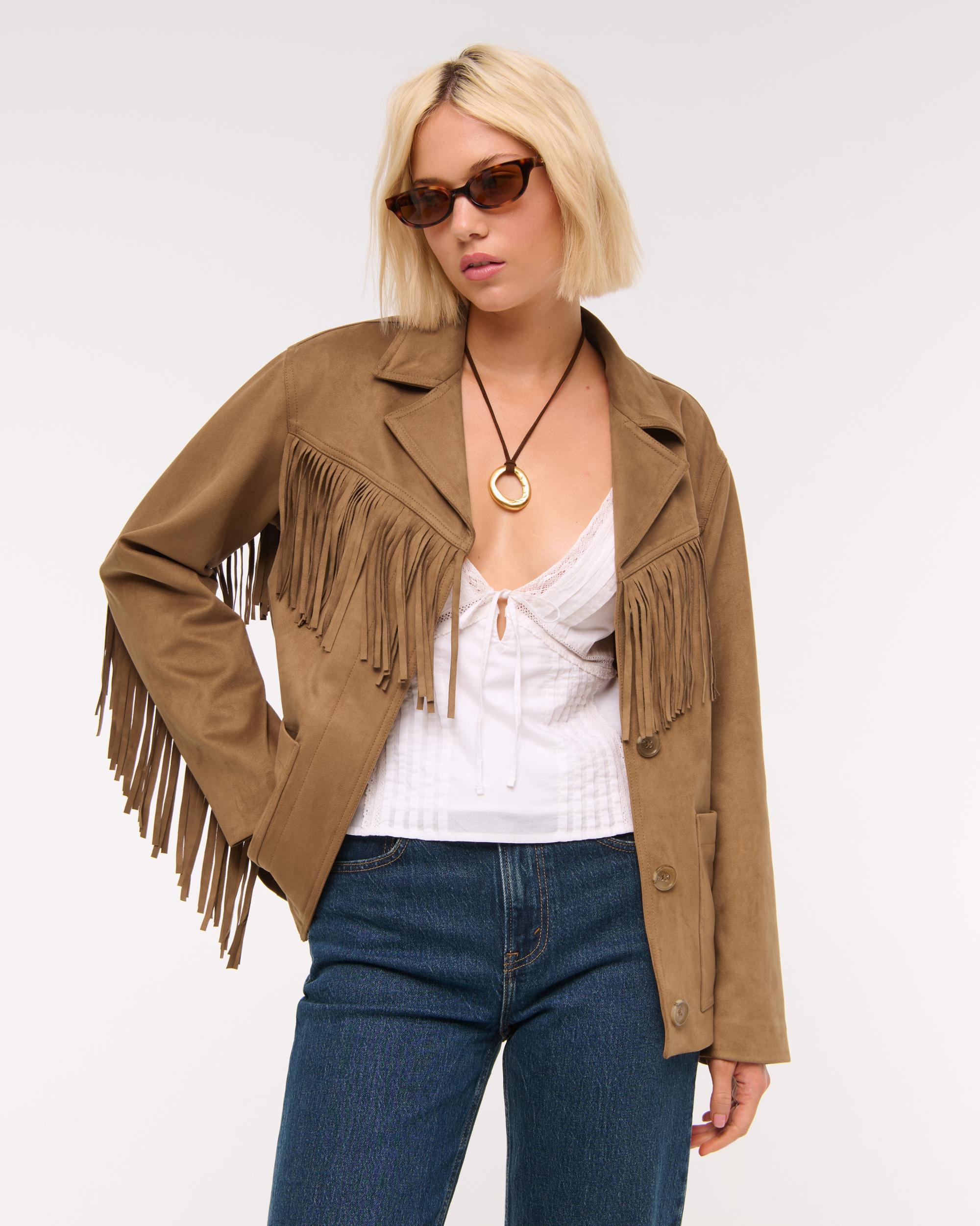 Vegan Suede Fringe Jacket Product Image