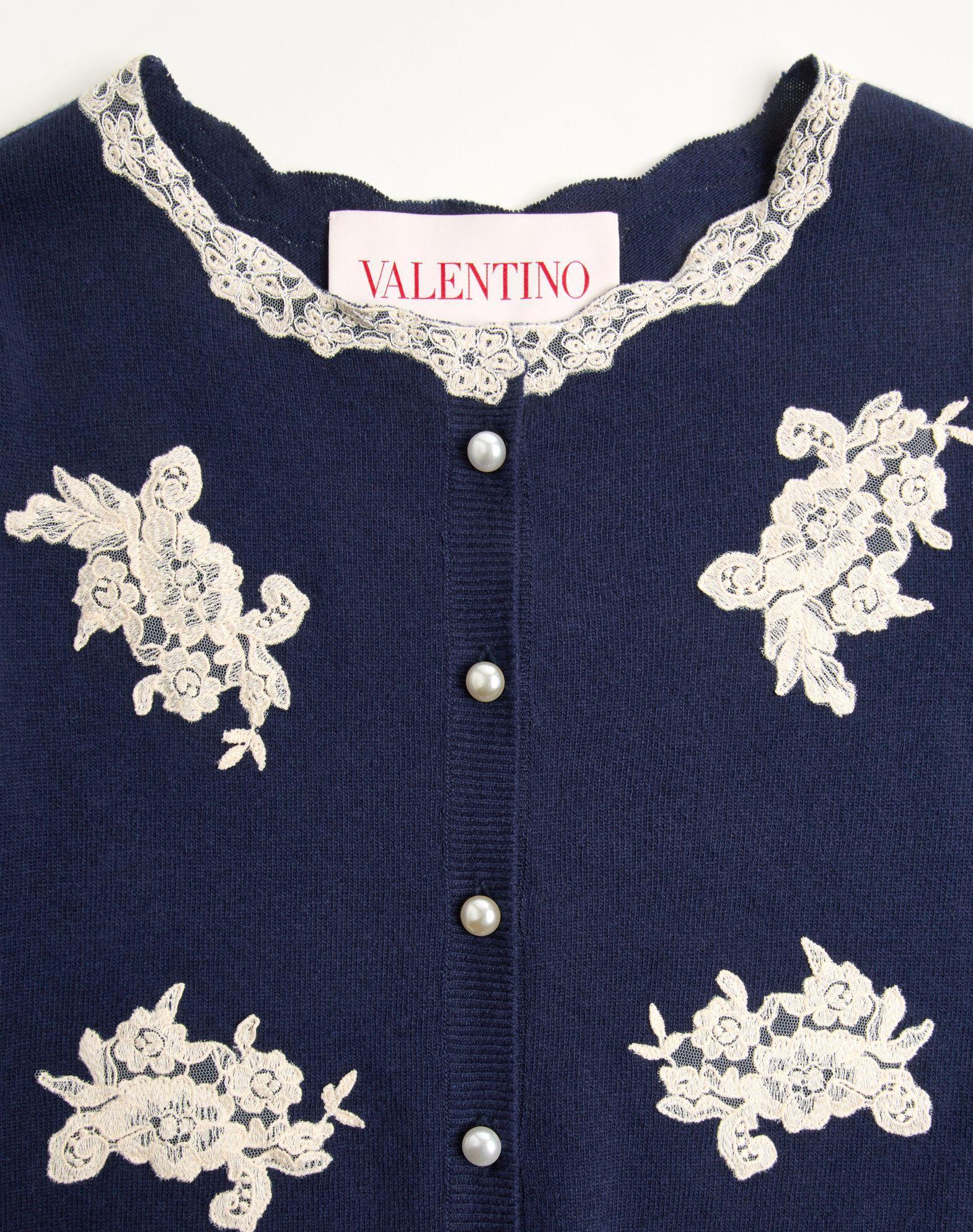 Embroidered Cardigan With Lace Inserts Product Image