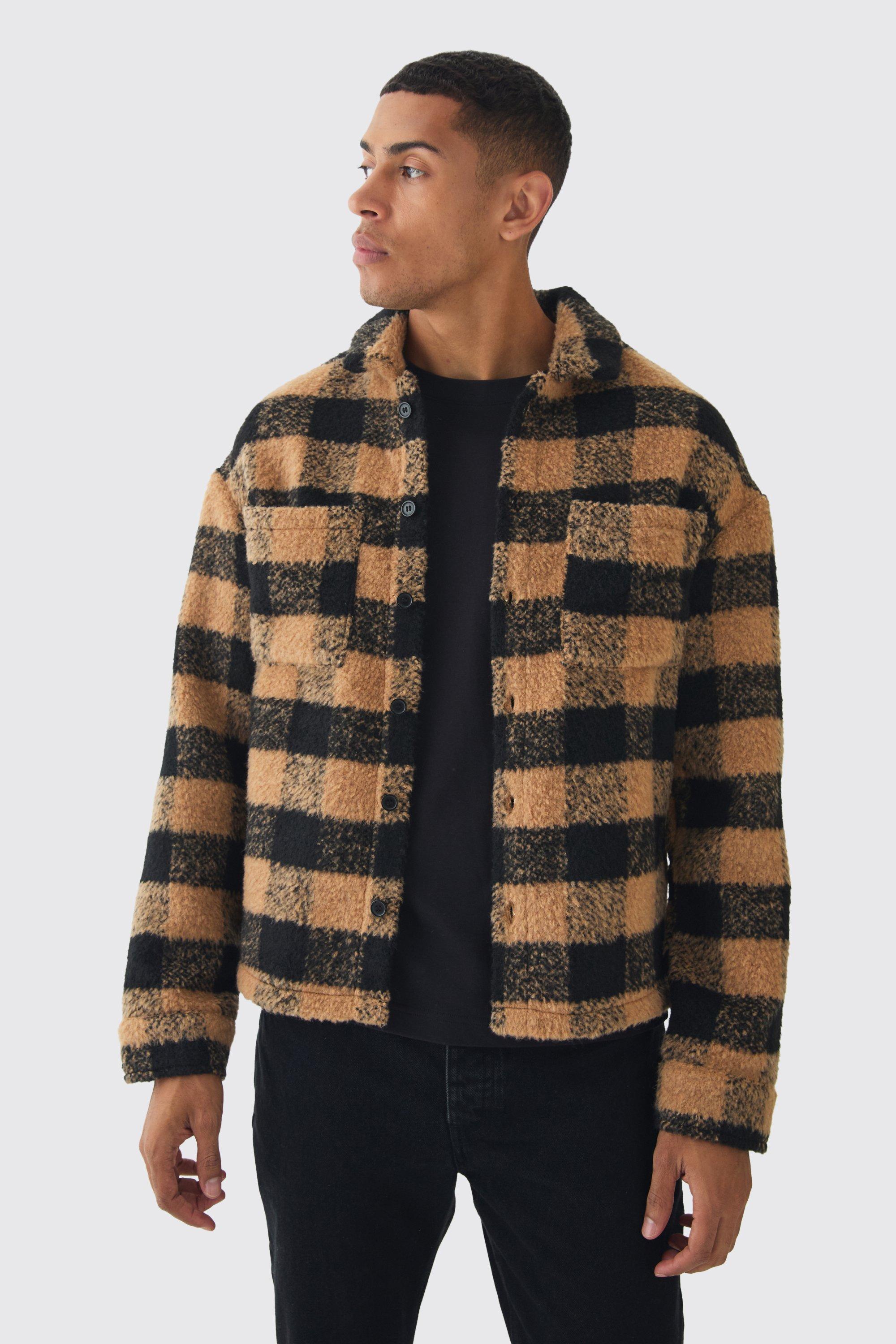 Regular Brushed Flannel Shirt Jacket | boohooMAN USA Product Image