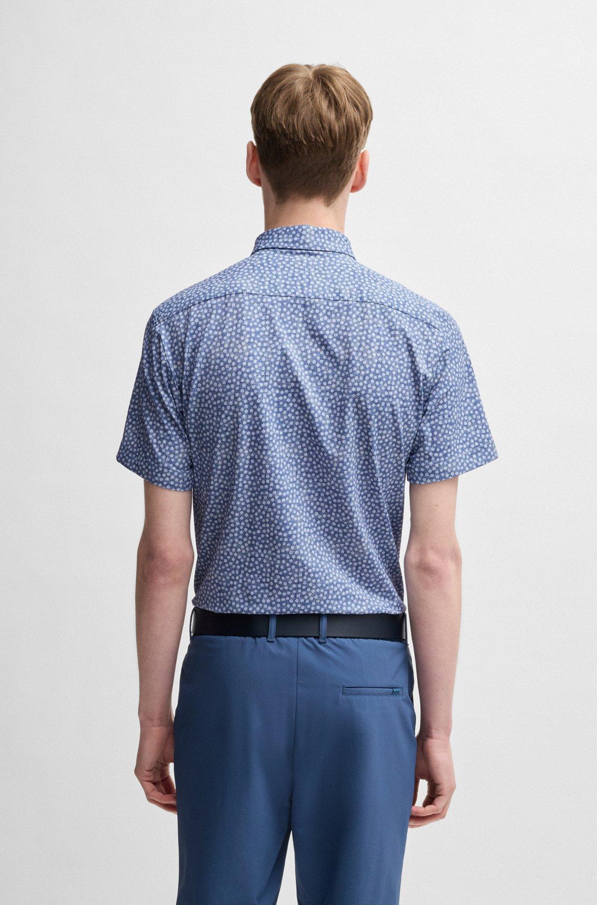 Slim-fit shirt in floral-print performance fabric Product Image