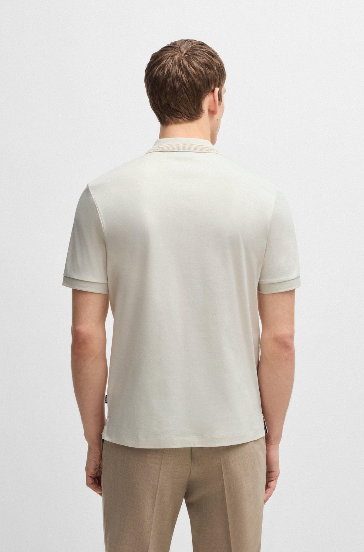Mercerized-cotton slim-fit polo shirt with collar stripe Product Image