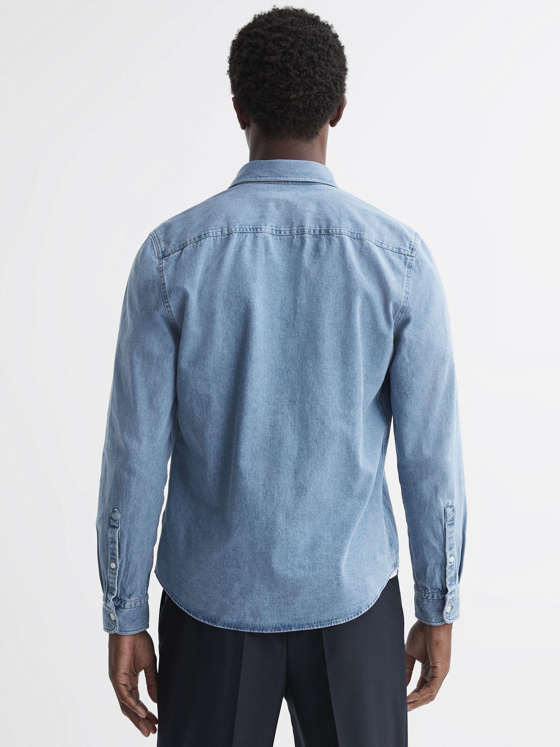 Long Sleeve Denim Overshirt in Denim Blue Product Image