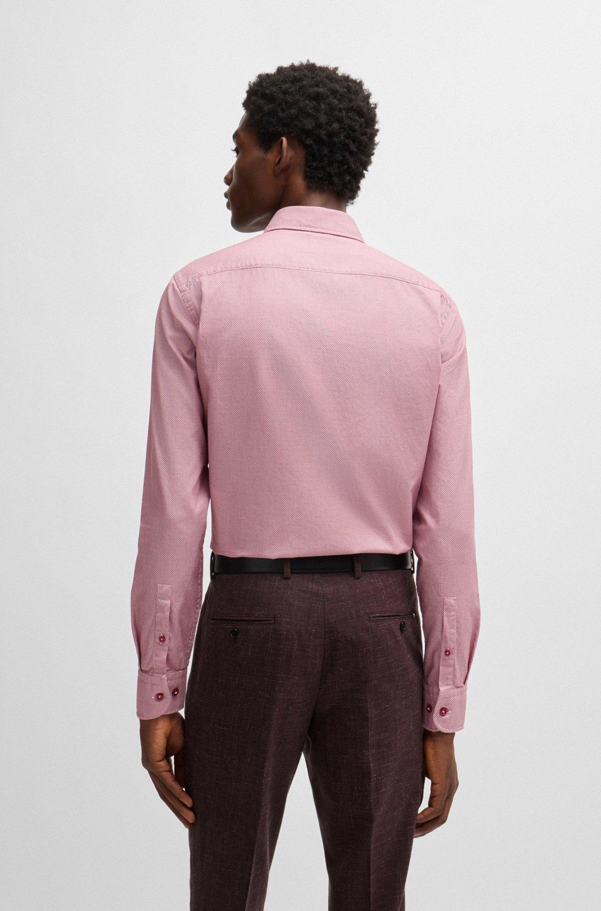 Casual-fit shirt in structured cotton with spread collar Product Image