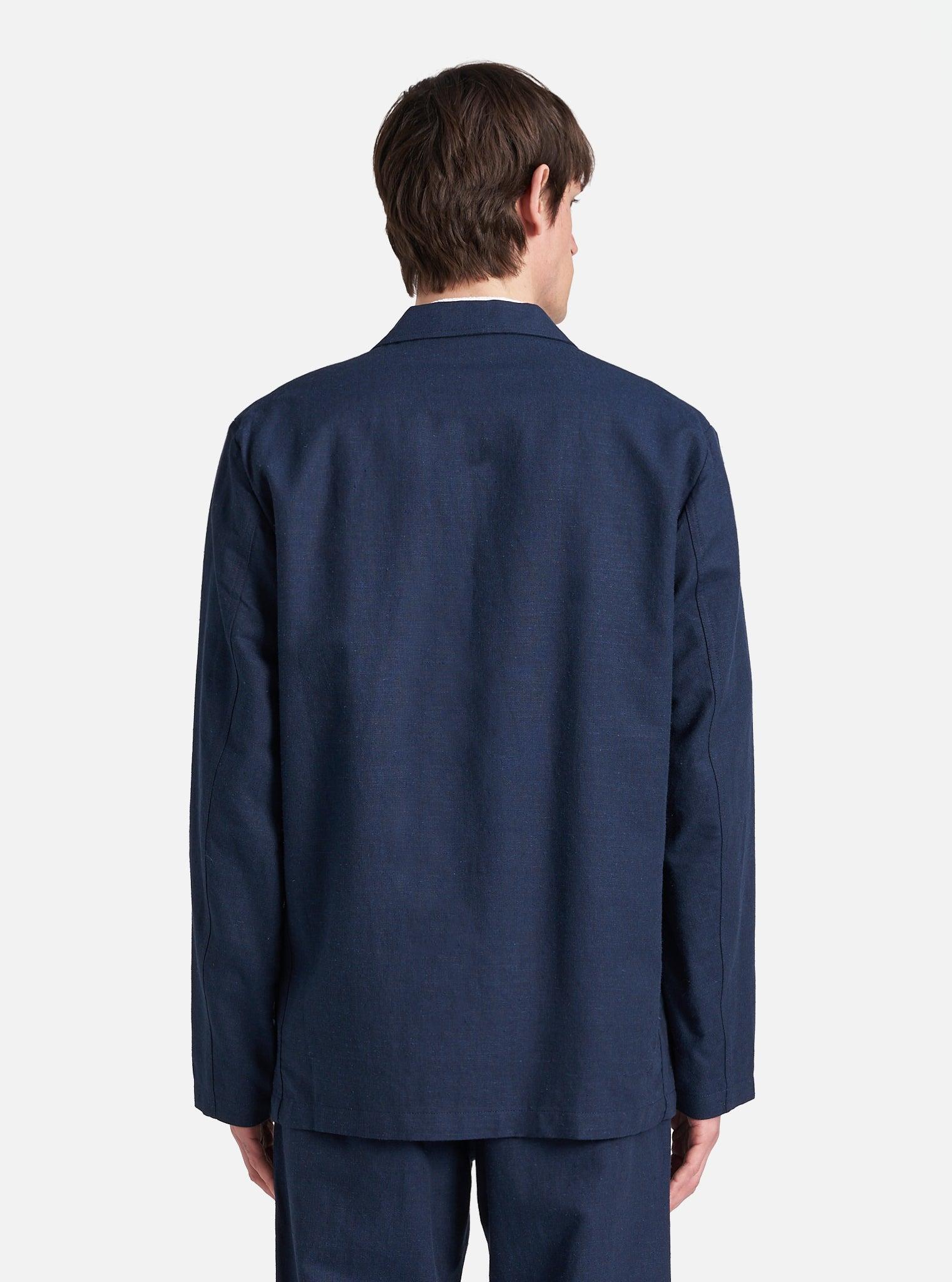 Navy Lord Cotton Linen Three Button Jacket Product Image