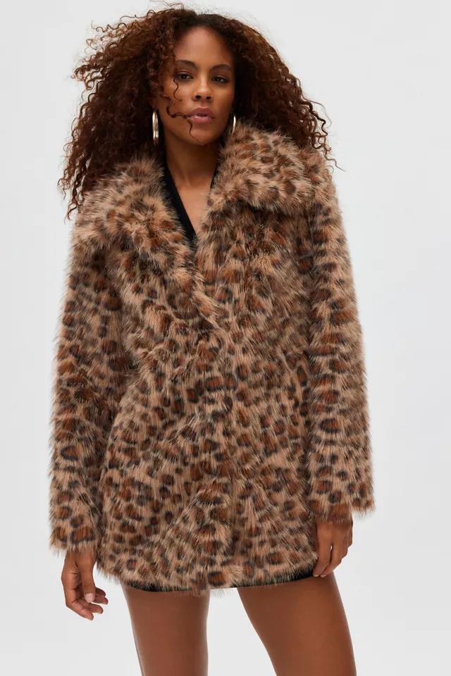 Silence + Noise Stacey Cheetah Faux Fur Overcoat Product Image