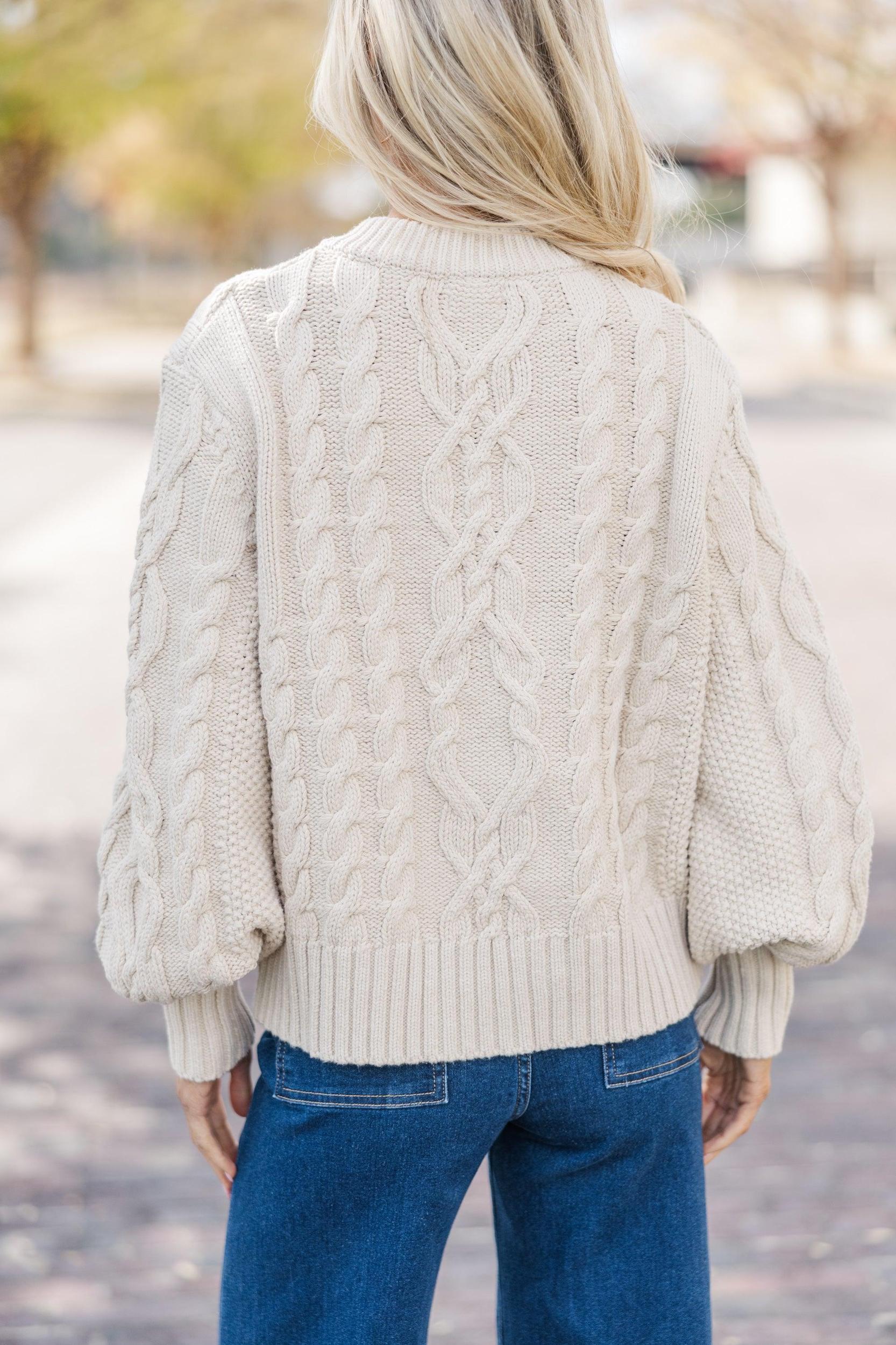 All The Good Oatmeal Cable Knit Cardigan Female Product Image