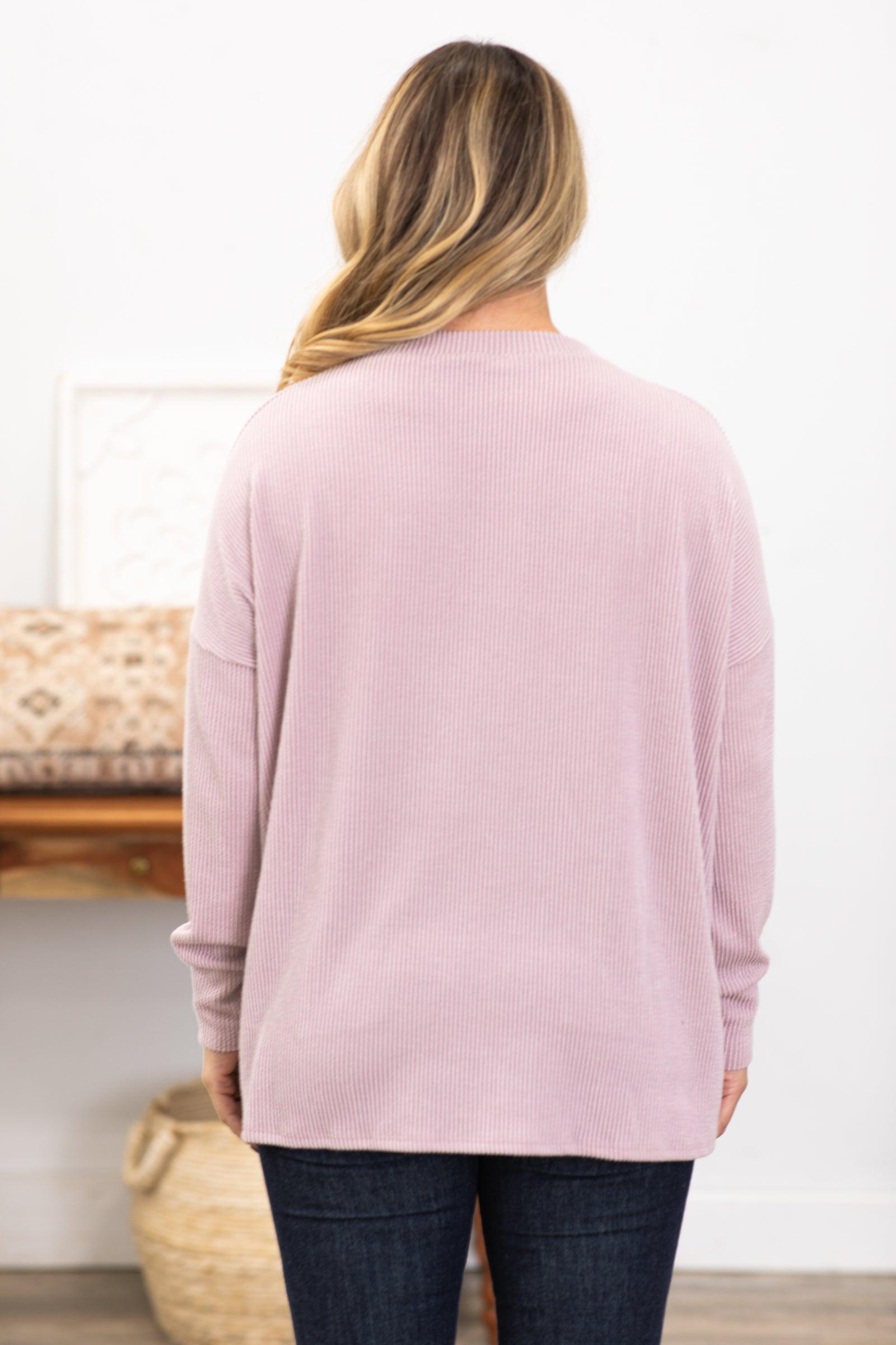 Dusty Rose Ribbed Round Neck Top Product Image