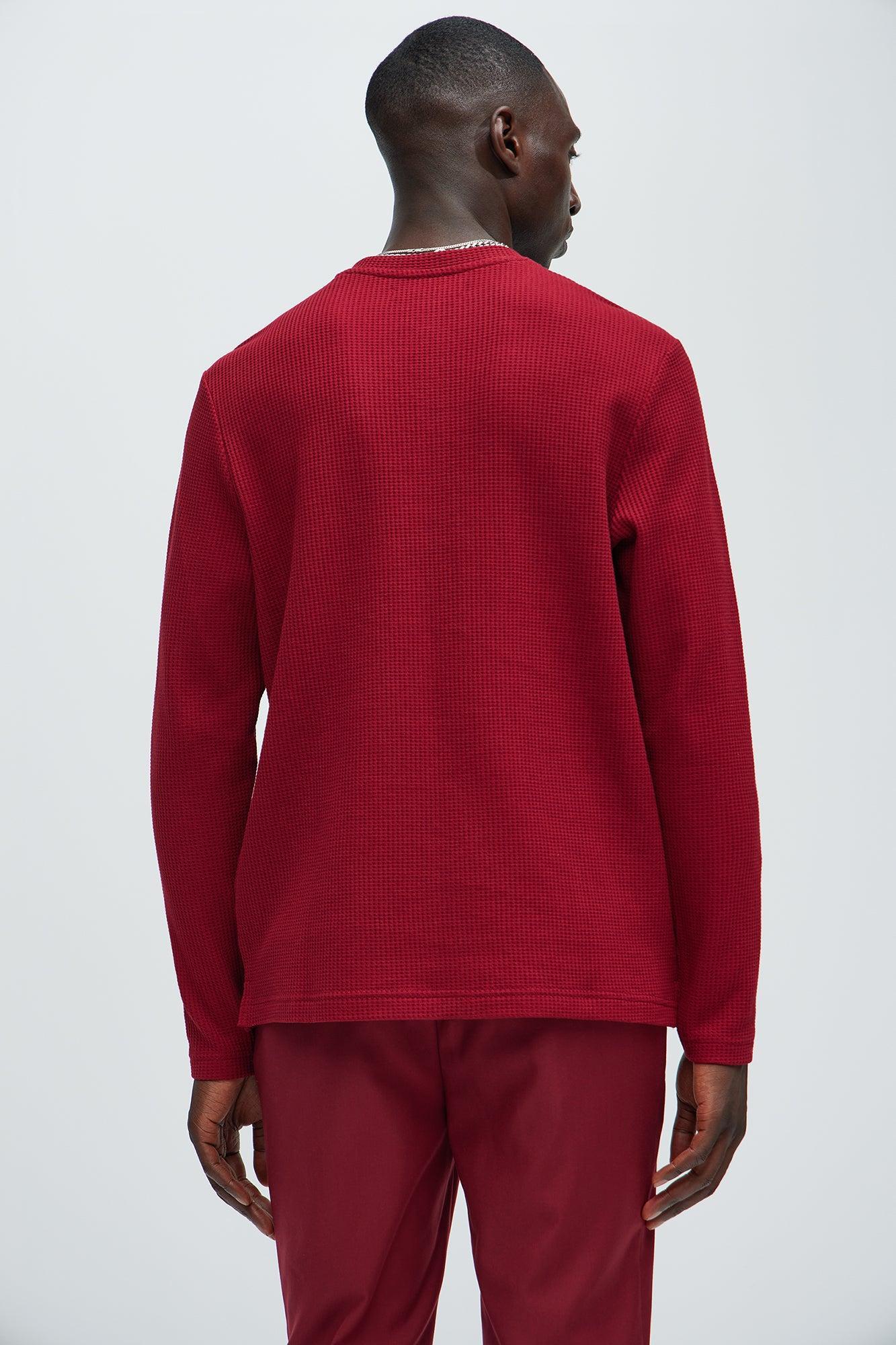 Wesley Long Sleeve Henley - Burgundy Product Image