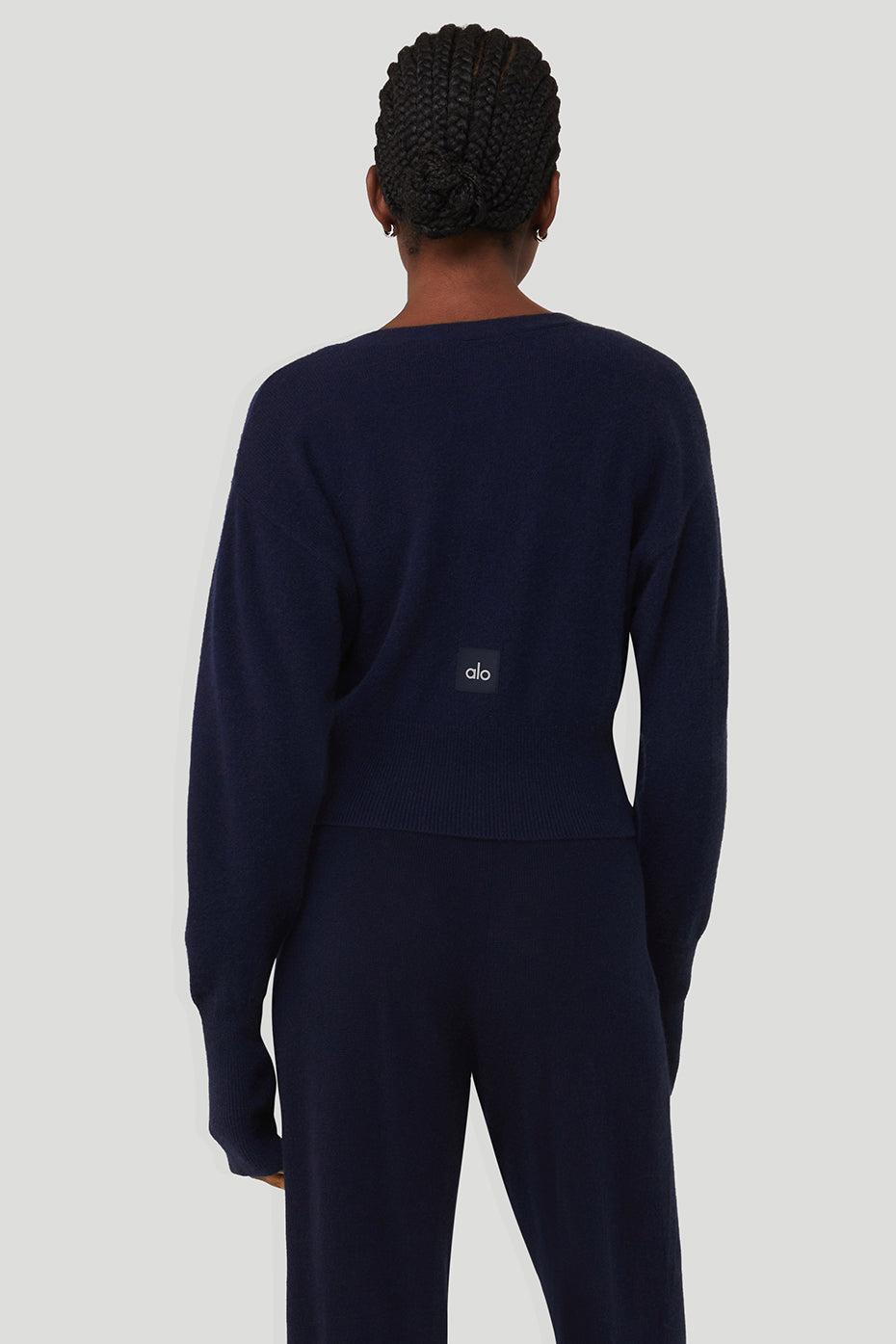 Alo Yoga | Cashmere Jet Set Cardigan Sweatshirt Blue Product Image