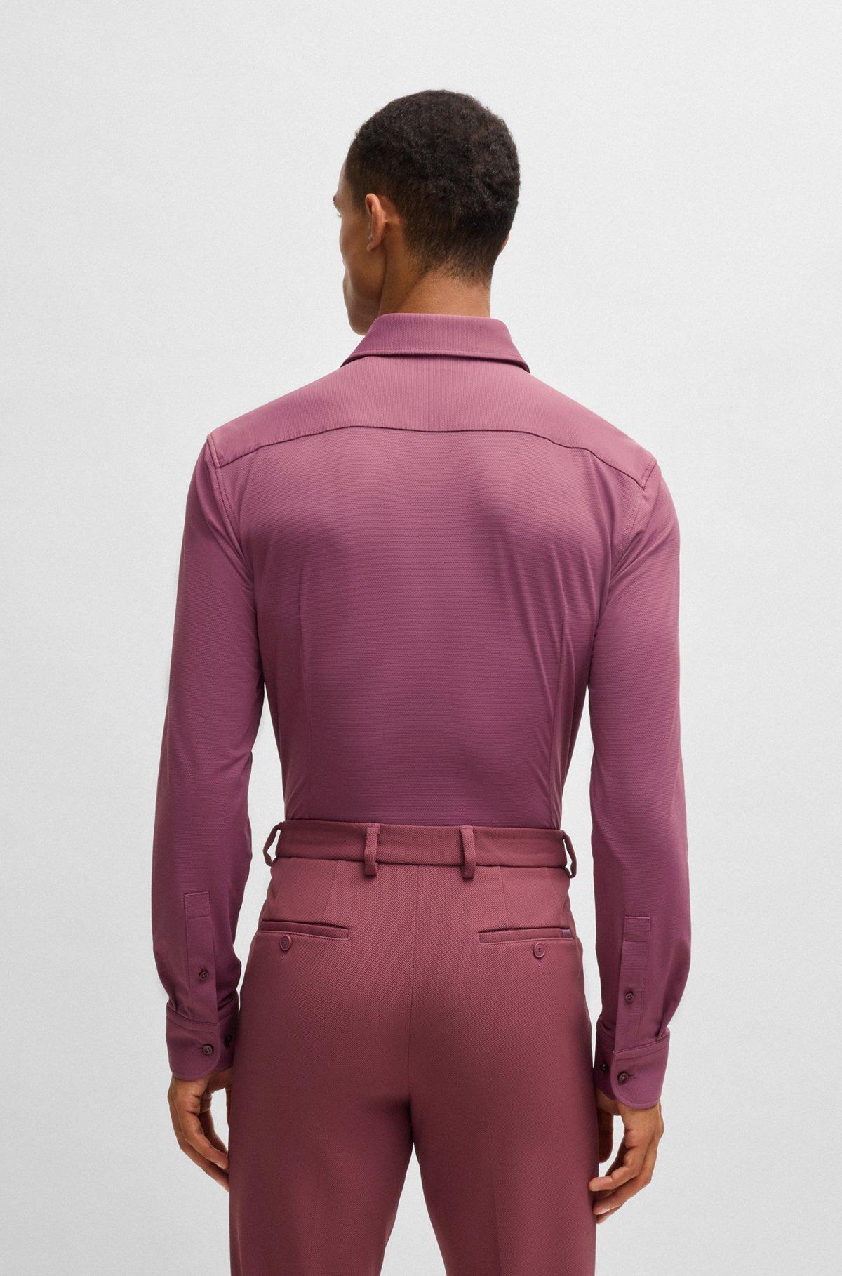 Slim-fit shirt in structured performance-stretch jersey Product Image