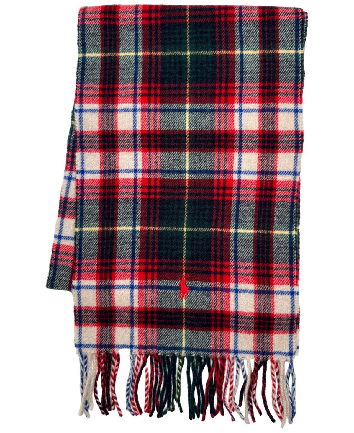 Polo Ralph Lauren Mens Woolen Plaid Scarf - Navy/red Product Image