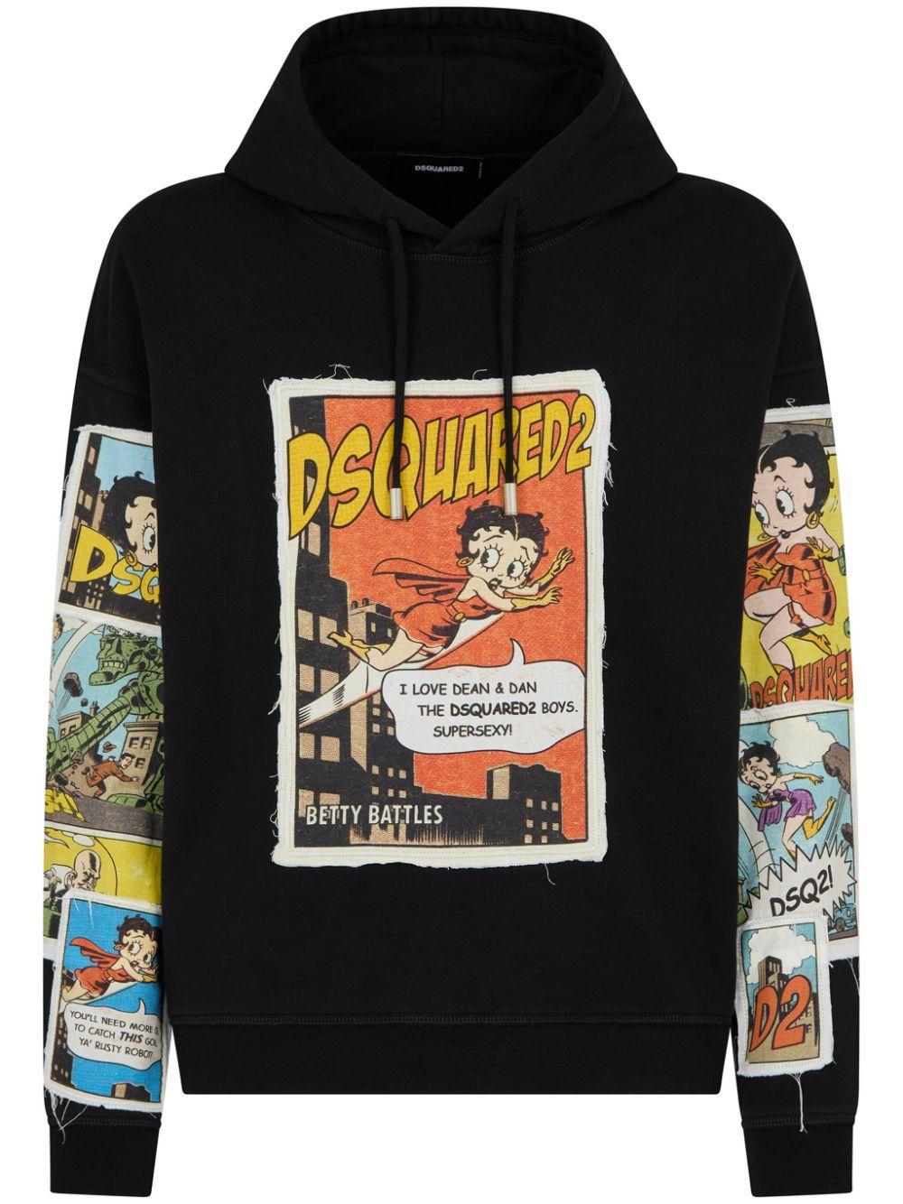 DSQUARED2 Betty Boop Appliquéd Hoodie In Black Product Image