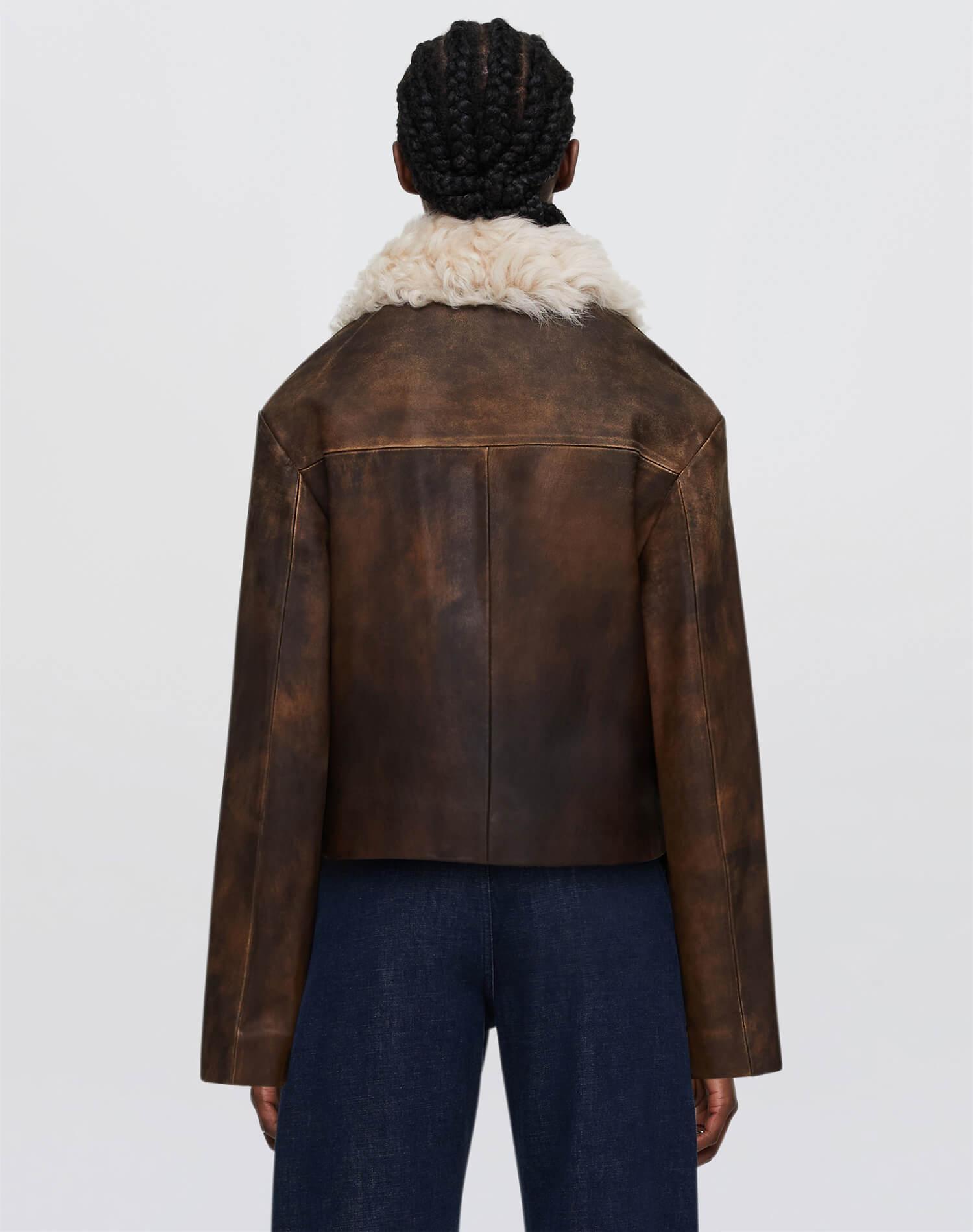 Distressed Aviator Shearling - Brown Product Image