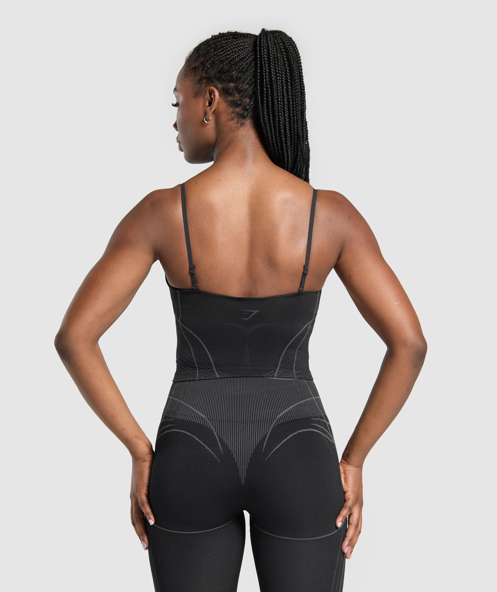 Gymshark Apex Seamless Midi Tank With Shelf - Black/Graphite Grey Female Product Image