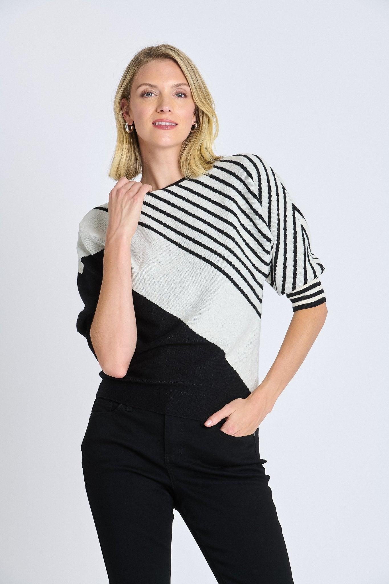 Striped Color Block Dolman Sweater Product Image