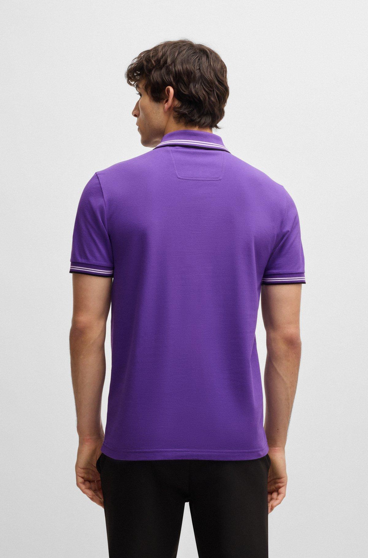 Stretch-cotton slim-fit polo shirt with branding Product Image