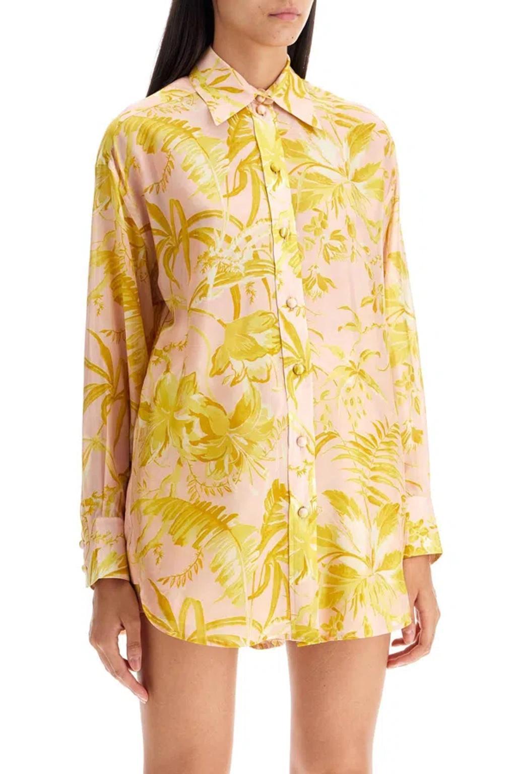 ZIMMERMANN Floral-print Silk Shirt In Pink Product Image