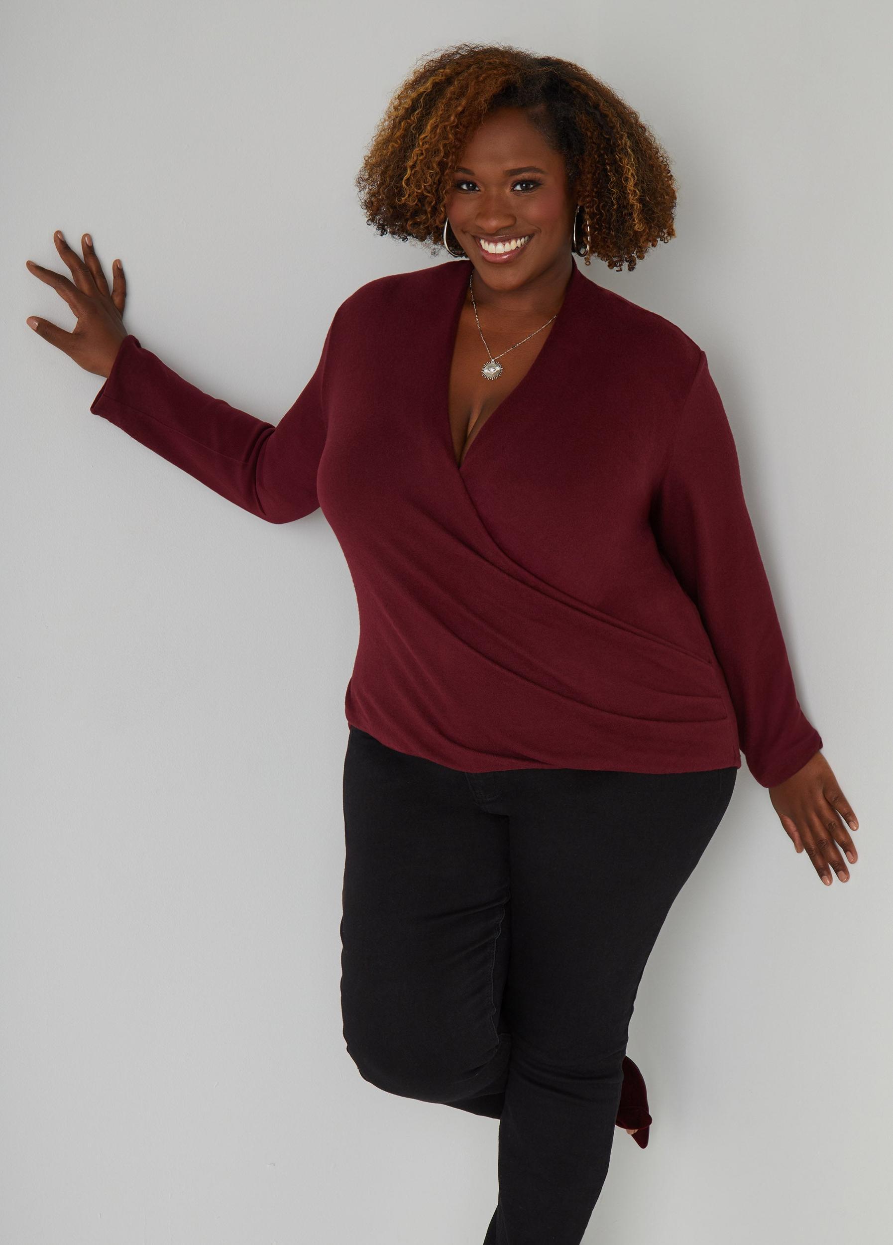 Faux Wrap Hacci Knit Top Product Image