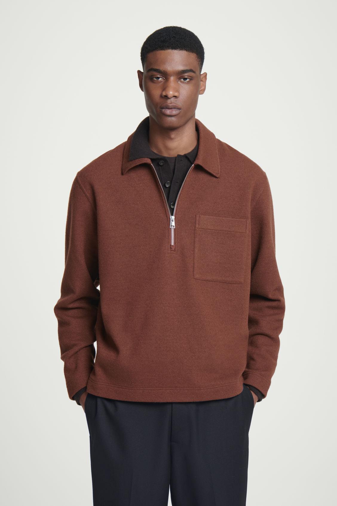 HALF-ZIP BOILED-WOOL SWEATER Product Image