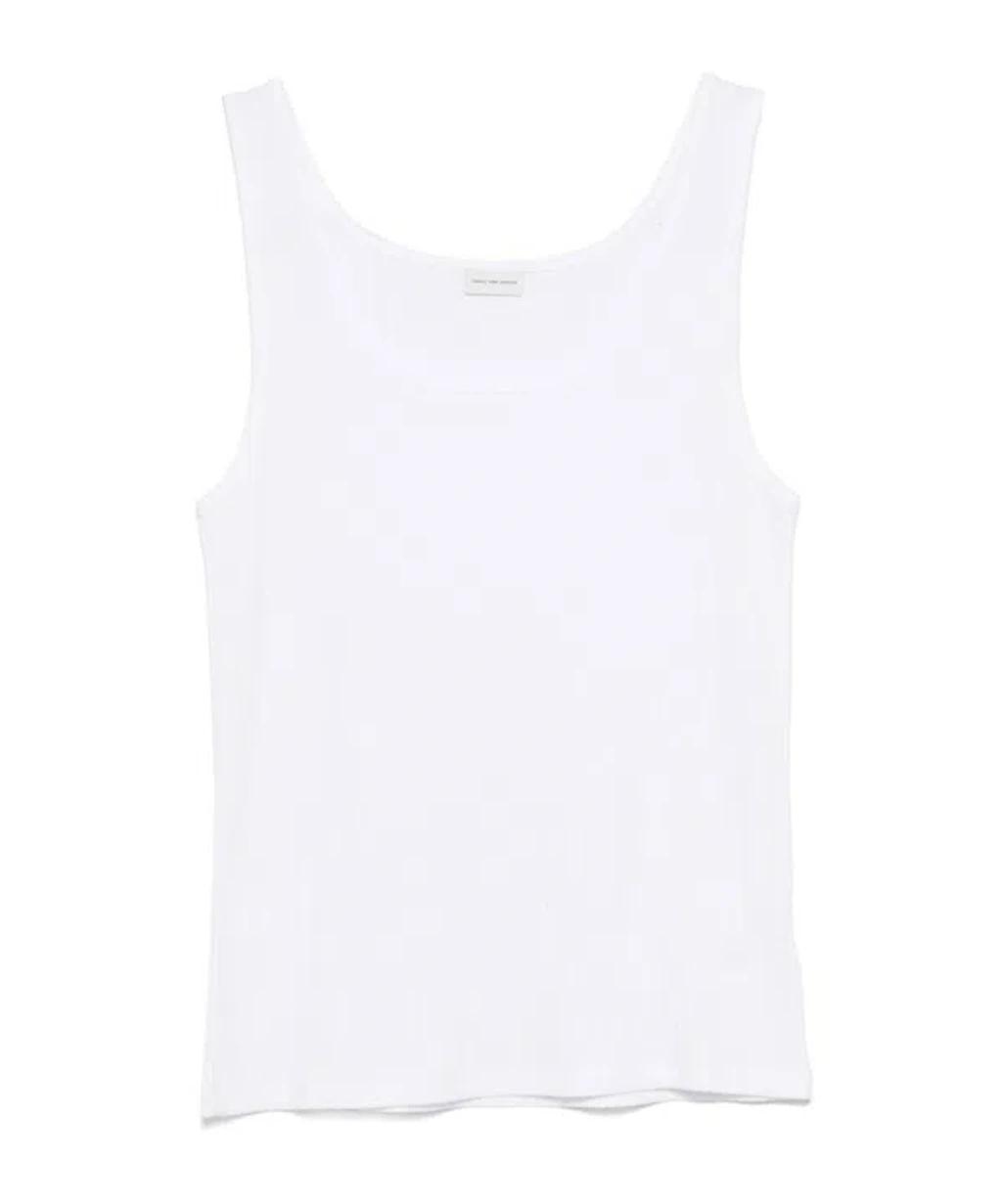 DRIES VAN NOTEN Sleeveless Round Neck Vest In White Product Image