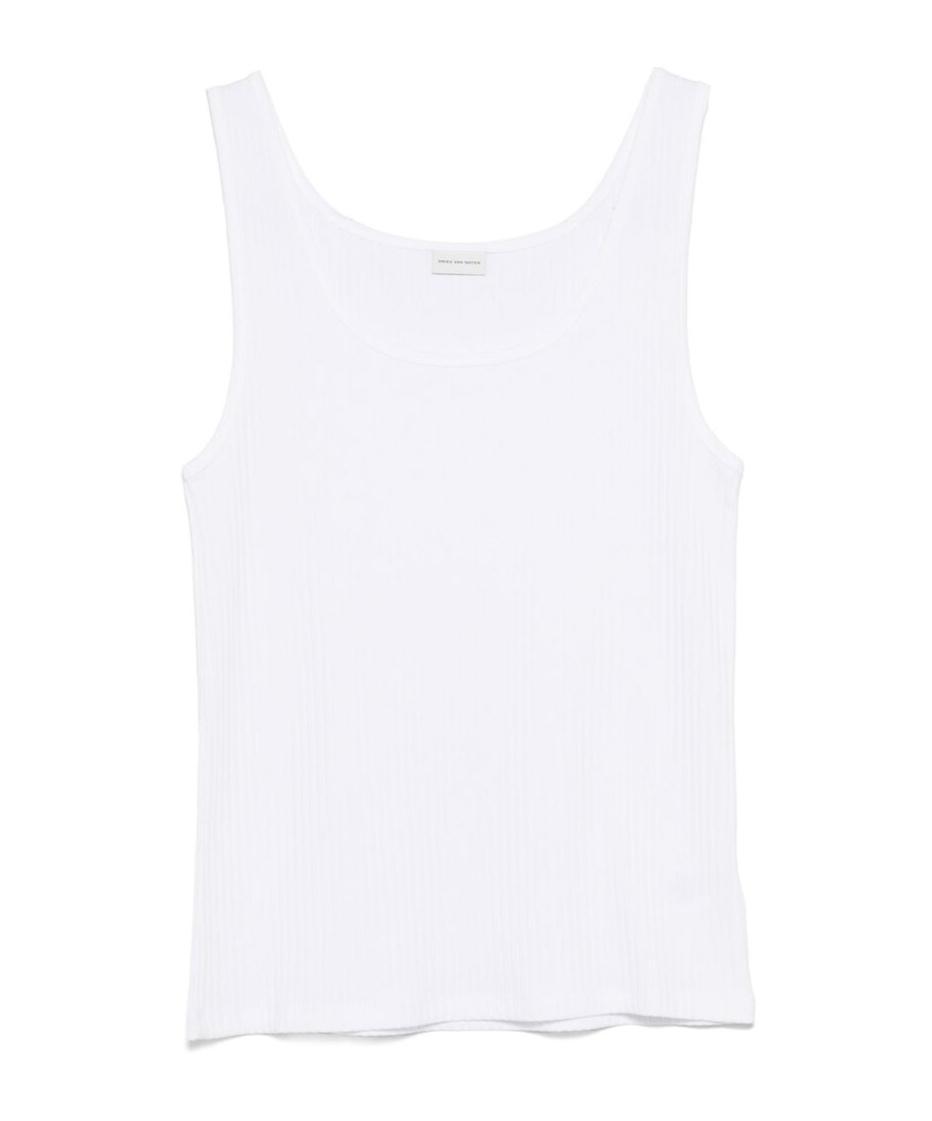 DRIES VAN NOTEN Sleeveless Round Neck Vest In White Product Image