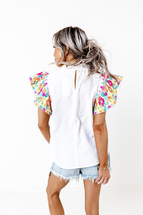 Near To Paradise Embroidered Shift Top In White Product Image