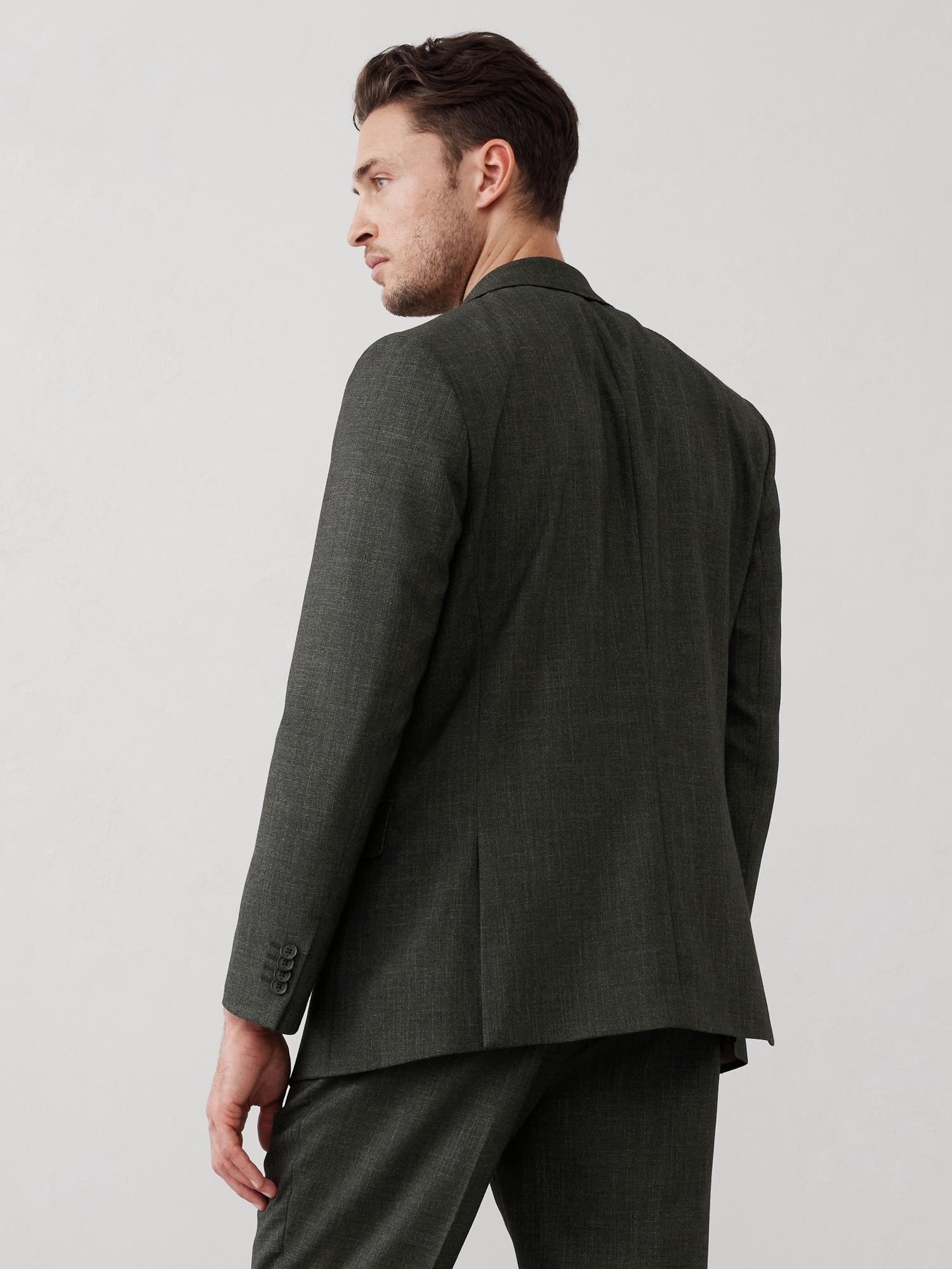 Tailored-Fit Olive Crosshatch Suit Jacket Product Image