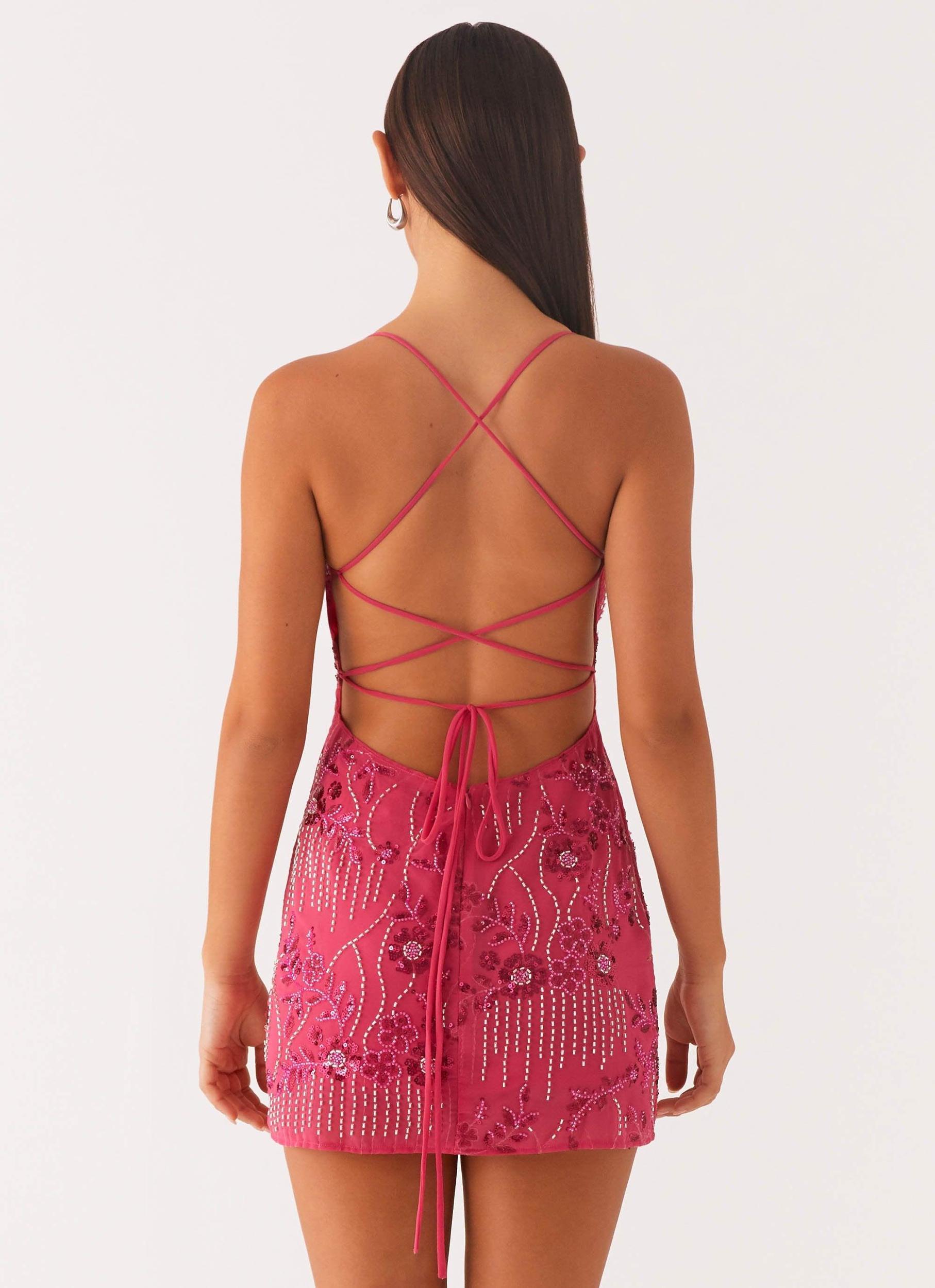 Vietta Sequin Cami Mini Dress - Fuchsia Product Image