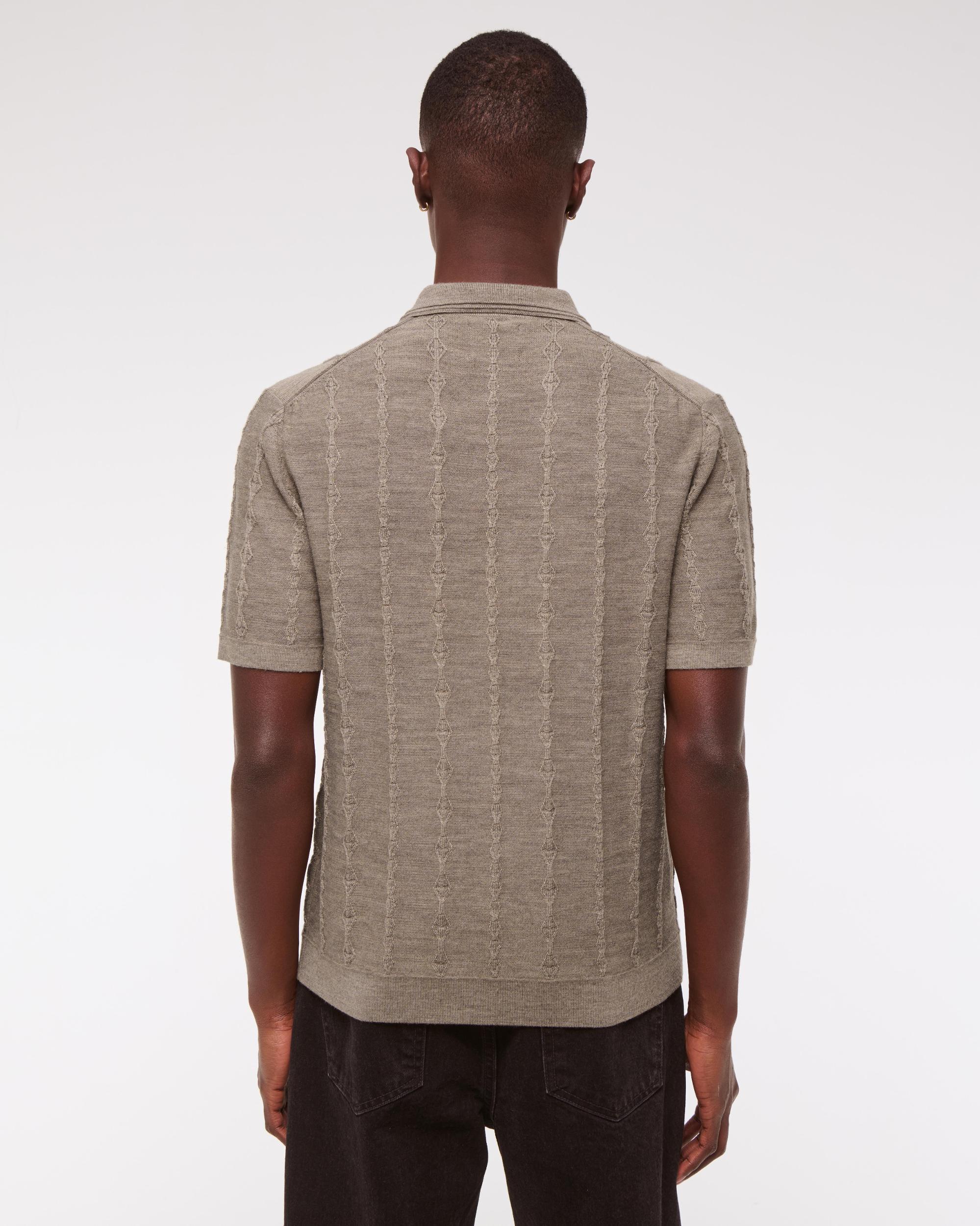 Merino Wool-Blend Stitch 3-Button Sweater Polo Product Image