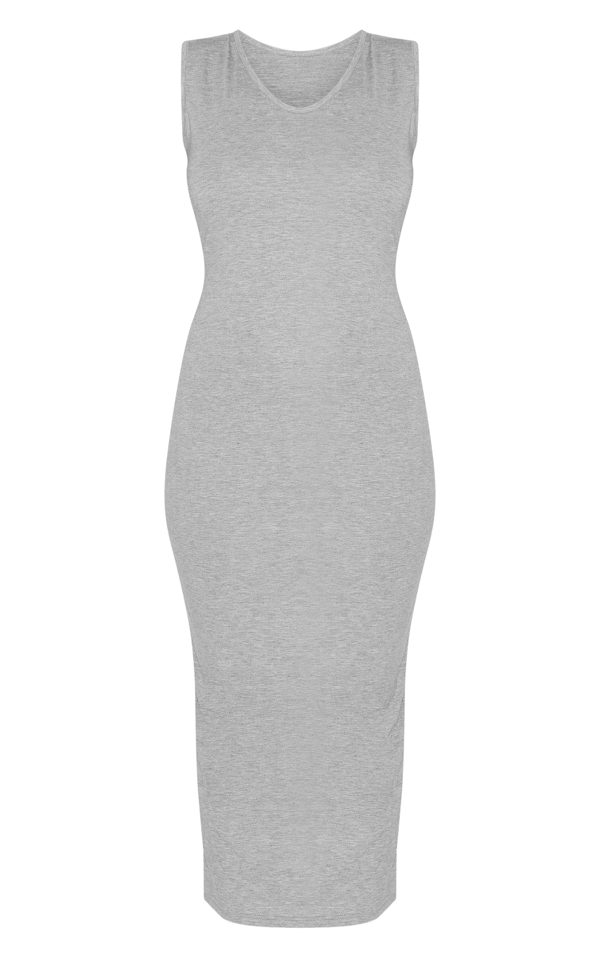 Plus Grey Marl Jersey Scoop Neck Midaxi Dress Product Image