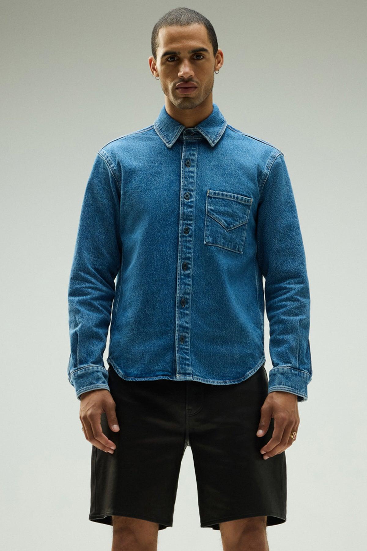 Long Sleeve Denim Shirt Male Product Image